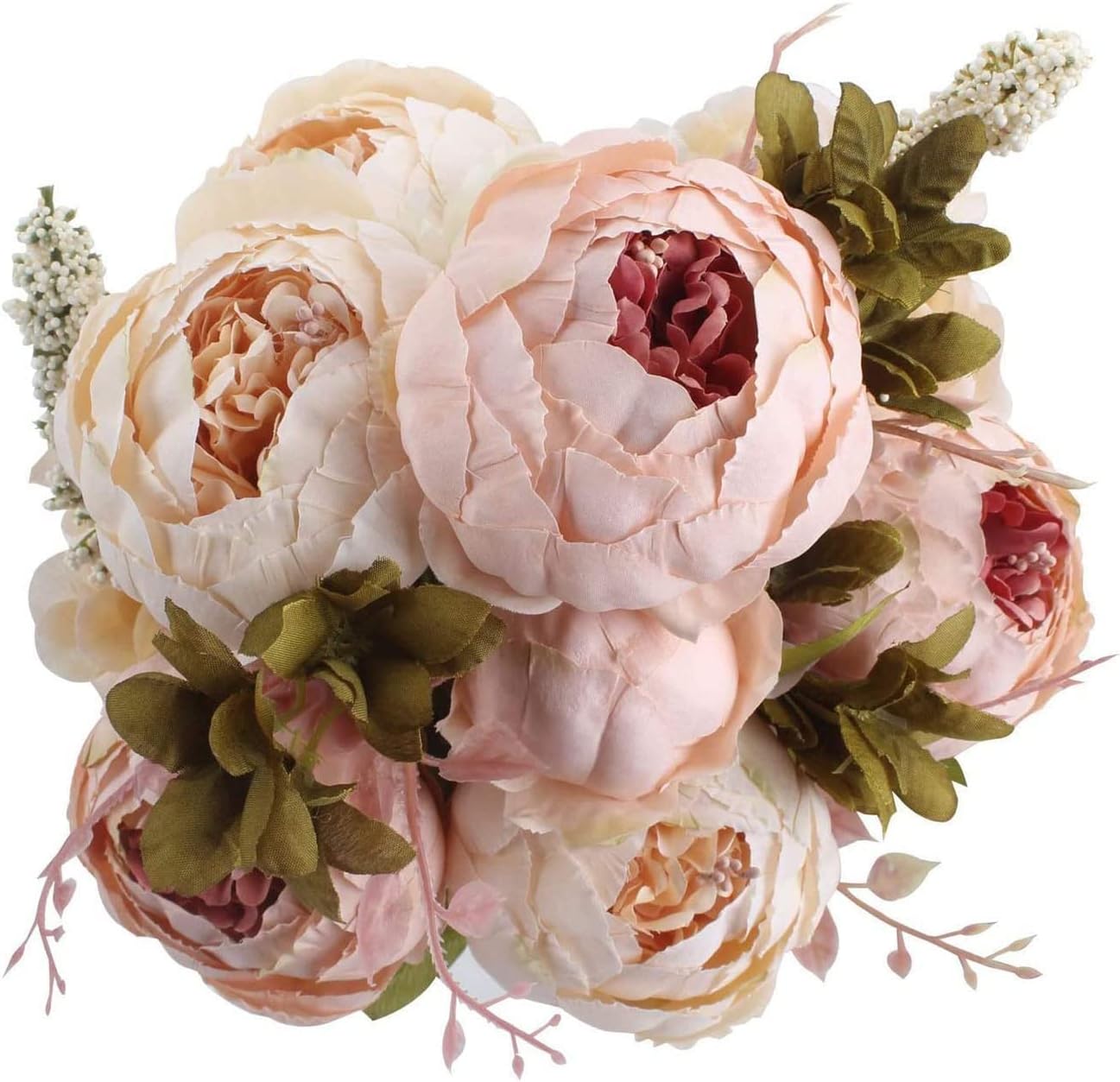 1 Pack Artificial Peony Bouquet, 19'' Silk Big Peonies Faux Flowers with Buds for Wedding Home Party Office Decor, Table Centerpieces, DIY Floral Arrangements, Light Pink