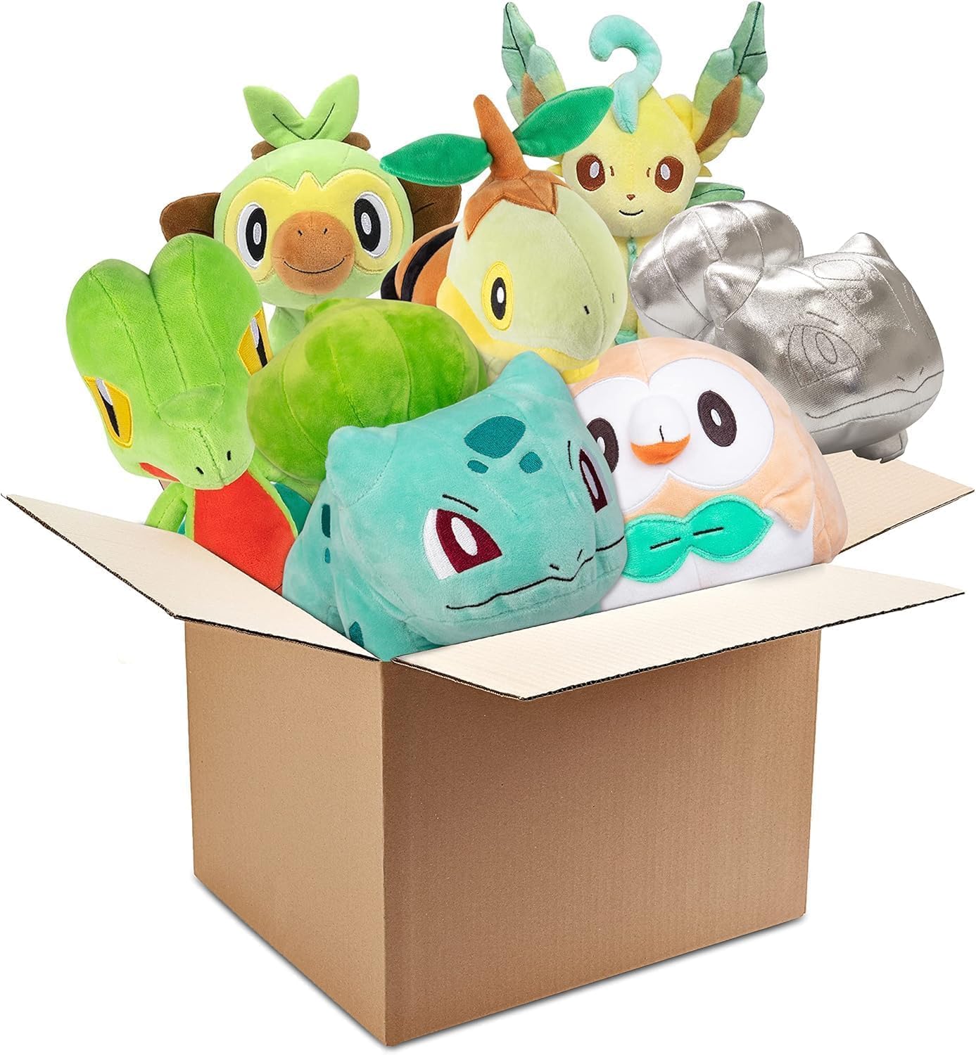 Pokemon Grass Type 8" Plush Mystery Blind Box 2-Pack - Get Two Officially Licensed 8 Inch Grass Pokemon - Authentic Collectible Soft Stuffed Animal Toy Figures - Gift for Kids, Boys, Girls - 2+