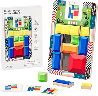Super Slide Puzzle Games, Wooden Brain Teaser Puzzles for Kids Teens Adults, Travel Games Fine Motor Skills, Sliding Puzzle Toys for Ages 6-13 Natural Ideal Birthday Toy for Boys and Girls