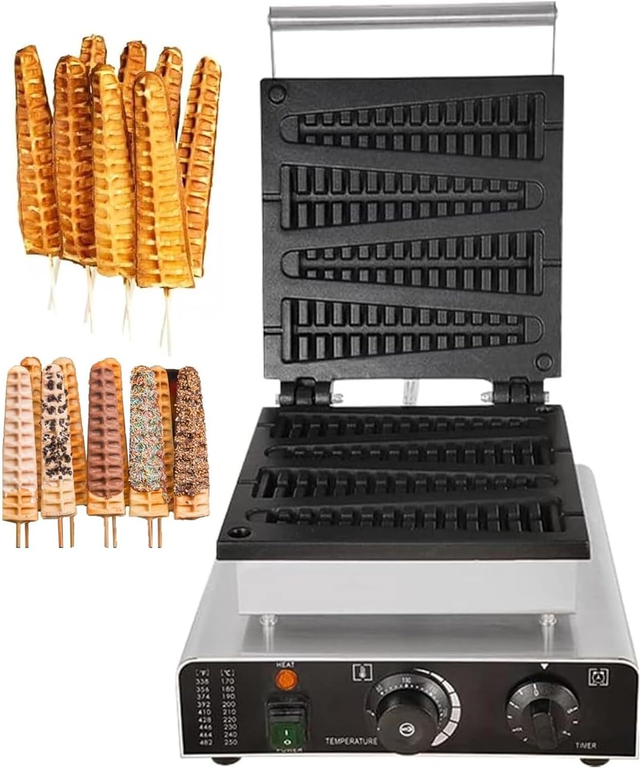 Commercial Waffle Maker, Stainless Steel Waffle Iron With Non~stick Coating, Pine Tree Mould Waffle Makers & Irons With Temperature Regulation, Timer