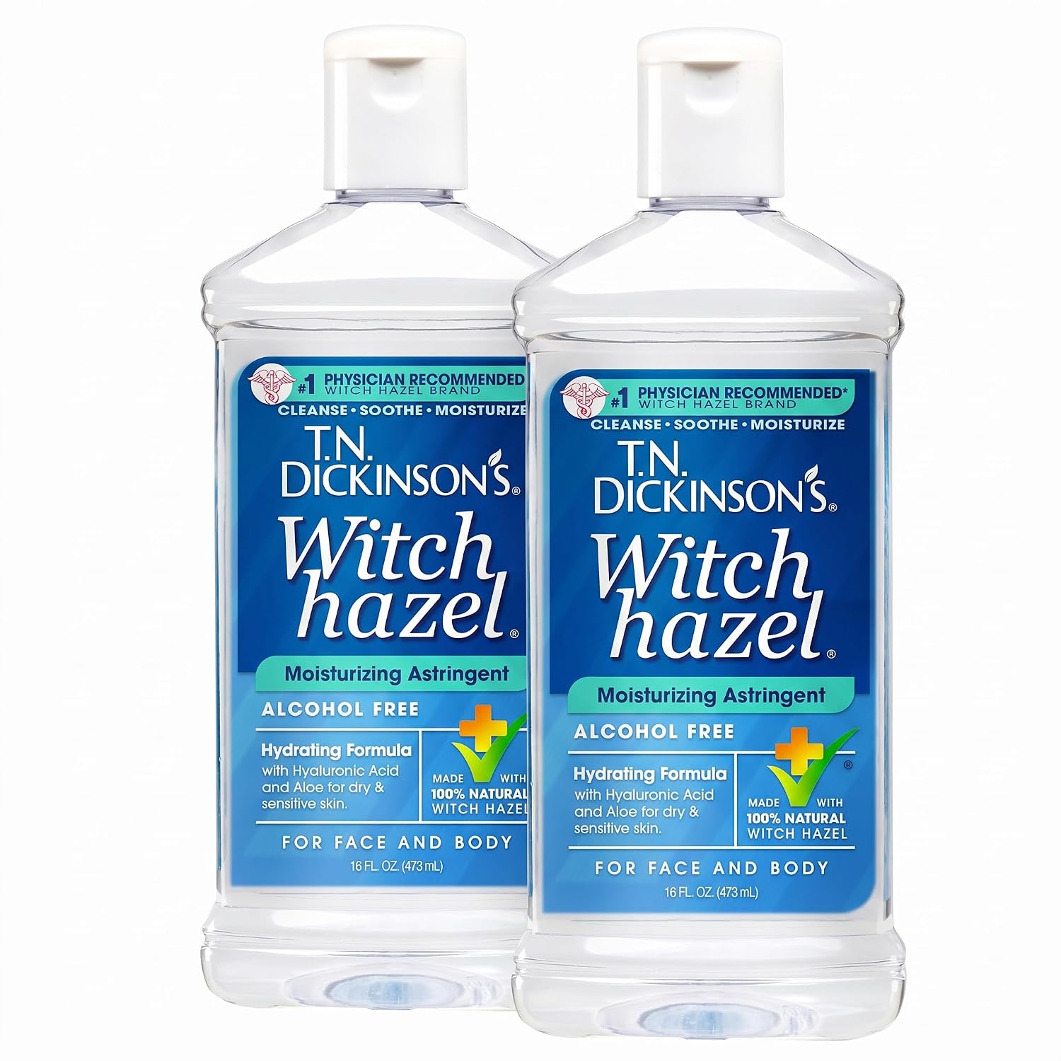 T.N. Dickinson's Witch Hazel Alcohol Free Moisturizing Astringent | 100% Natural Witch Hazel | Calms,Nourishes,Hydrates Skin-| for Face & Body-| 16 Fl Oz,(Pack of 2)
