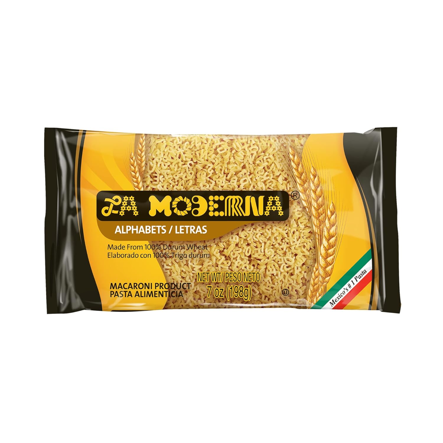 La Moderna Alphabet Pasta, Noodles, Durum Wheat, Protein, Fiber, Vitamins, 7 Oz (Pack of 6)