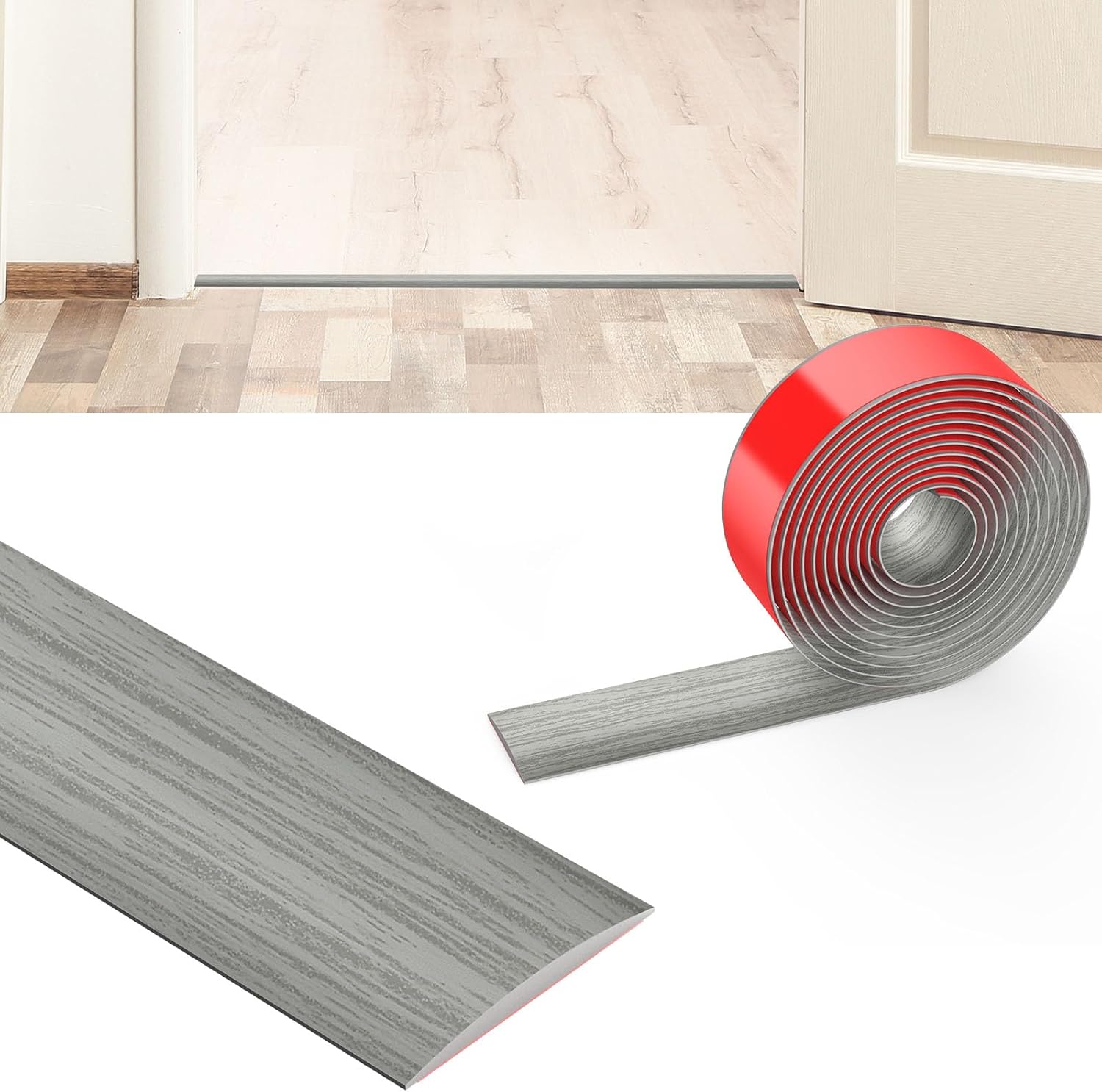 Flintronic 3M Laminate Flooring Threshold Transition Strip, 5CM PVC Floor Divider Strip Transition Strip, Self Adhesive Threshold Strip, Door Strip Threshold Bars for Joining Floor Gaps,Carpet,Tiles