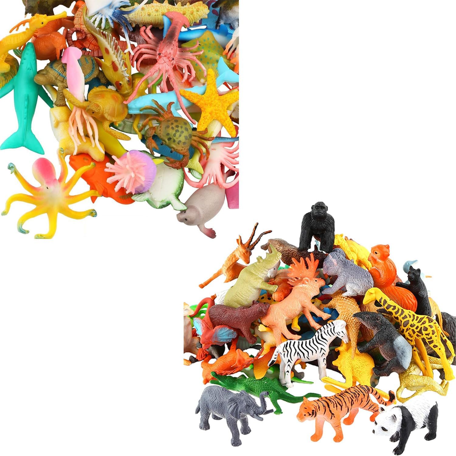 ValeforToy 54 Mini Animal Toys Set and 80 Mini Ocean Animal Toys Set