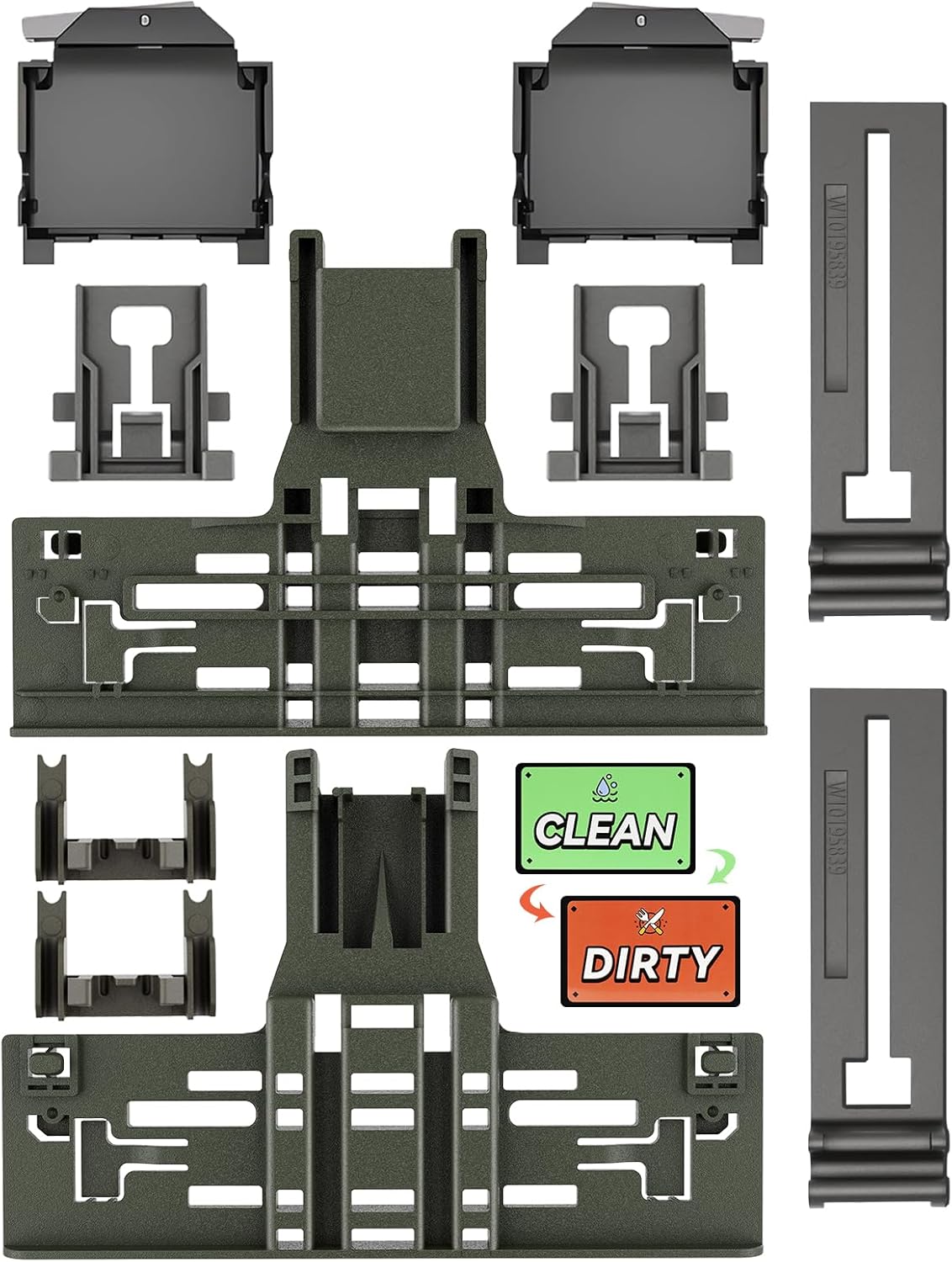 UPGRADED WPW10546503 W10546503 Dishwasher Top Rack Adjuster & W10195372/3 Housing for Kitchenaid Dishwasher Parts Upper Rack KDTE334GPS0 KDFE104HPS0 WPW10546503 Kitchen aid Dishwasher Parts,11Pack