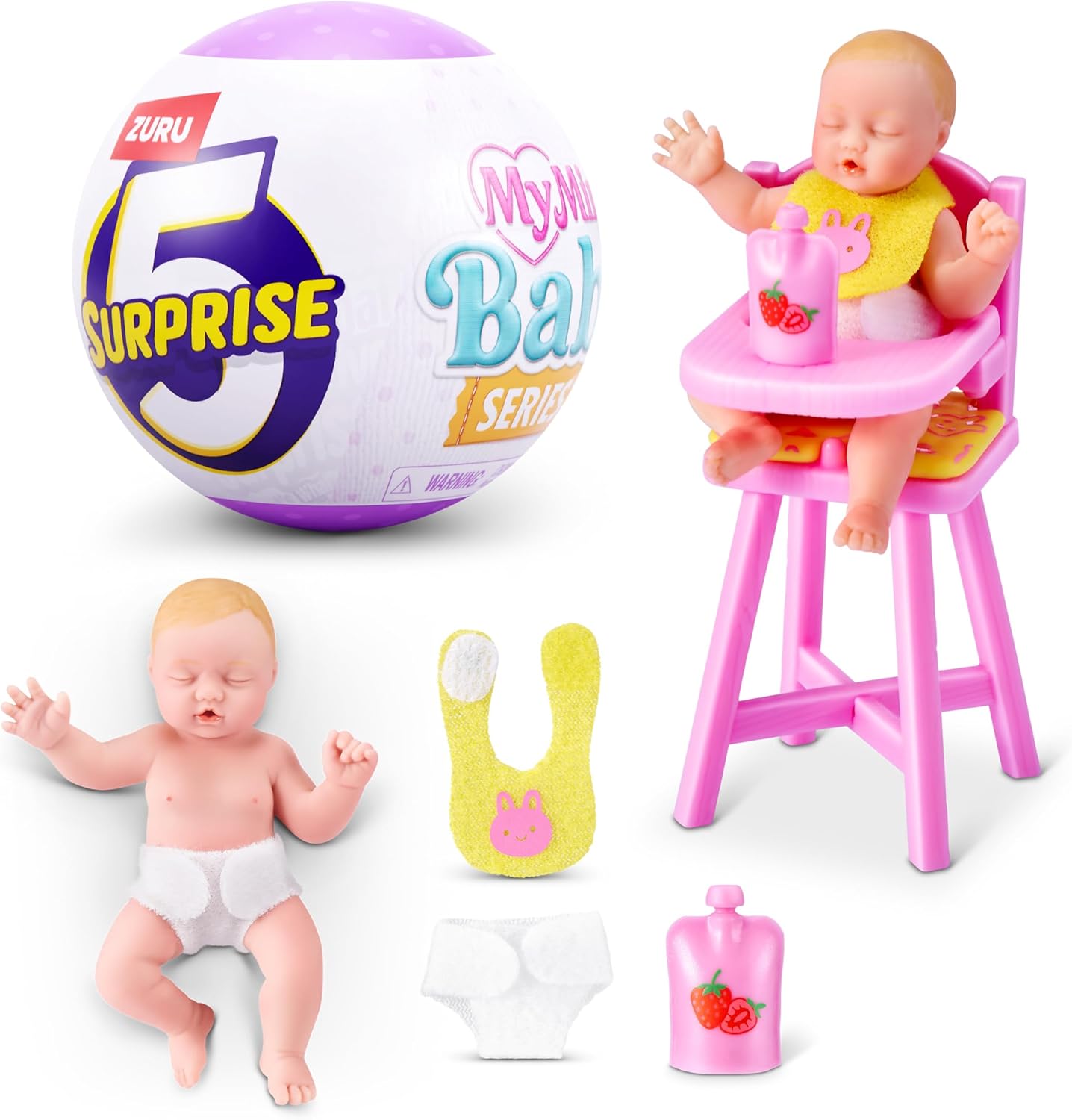 5 Surprise My Mini Baby Series 2 By ZURU, Collectible Mystery Capsule, Toy for Girls, Realistic Miniature Baby, Playset and Accessories