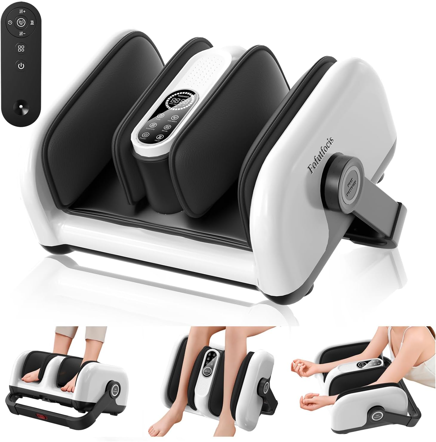 Foot Massager with Heat, Shiatsu Feet Massage Machine for Leg Calf Ankle, Plantar Fasciitis, Deep Kneading, Air Compression, Vibration Function, with Remote, Adjustable Angle, Gift for Men Women