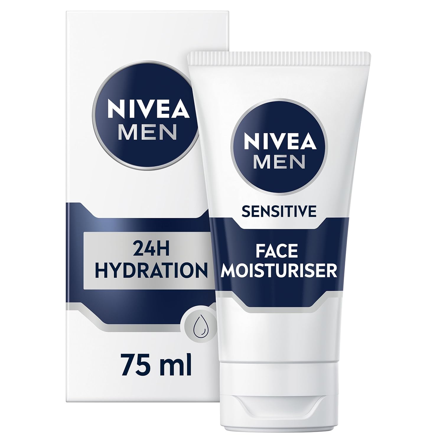 NIVEA MEN Sensitive Face Moisturiser (75ml), Men's Moisturiser with 0% Alcohol, Made for Sensitive Skin, Men's Skin Care Essentials (Packaging may vary)