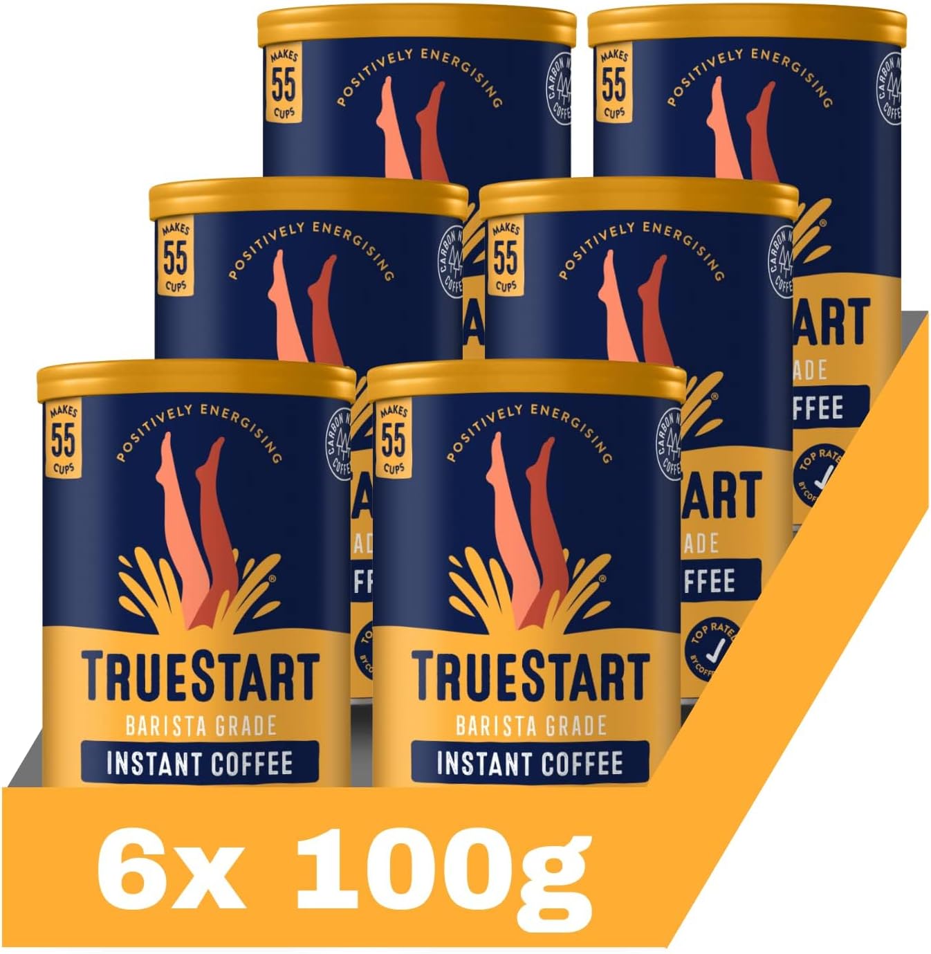 TrueStart Barista Grade Instant Coffee – Smooth Original Barista (6 Pack x 500g) Mycotoxin-Free Coffee & Rich in Antioxidants, Premium Freeze-Dried, 100% Full Flavour, Smooth Rich Roast