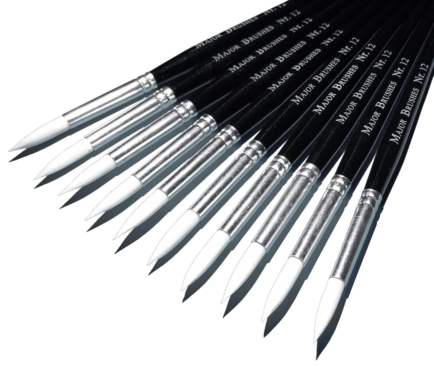 Major Brushes Sable Substitute Size 12 Artist Paint Brushes - Pack of 10