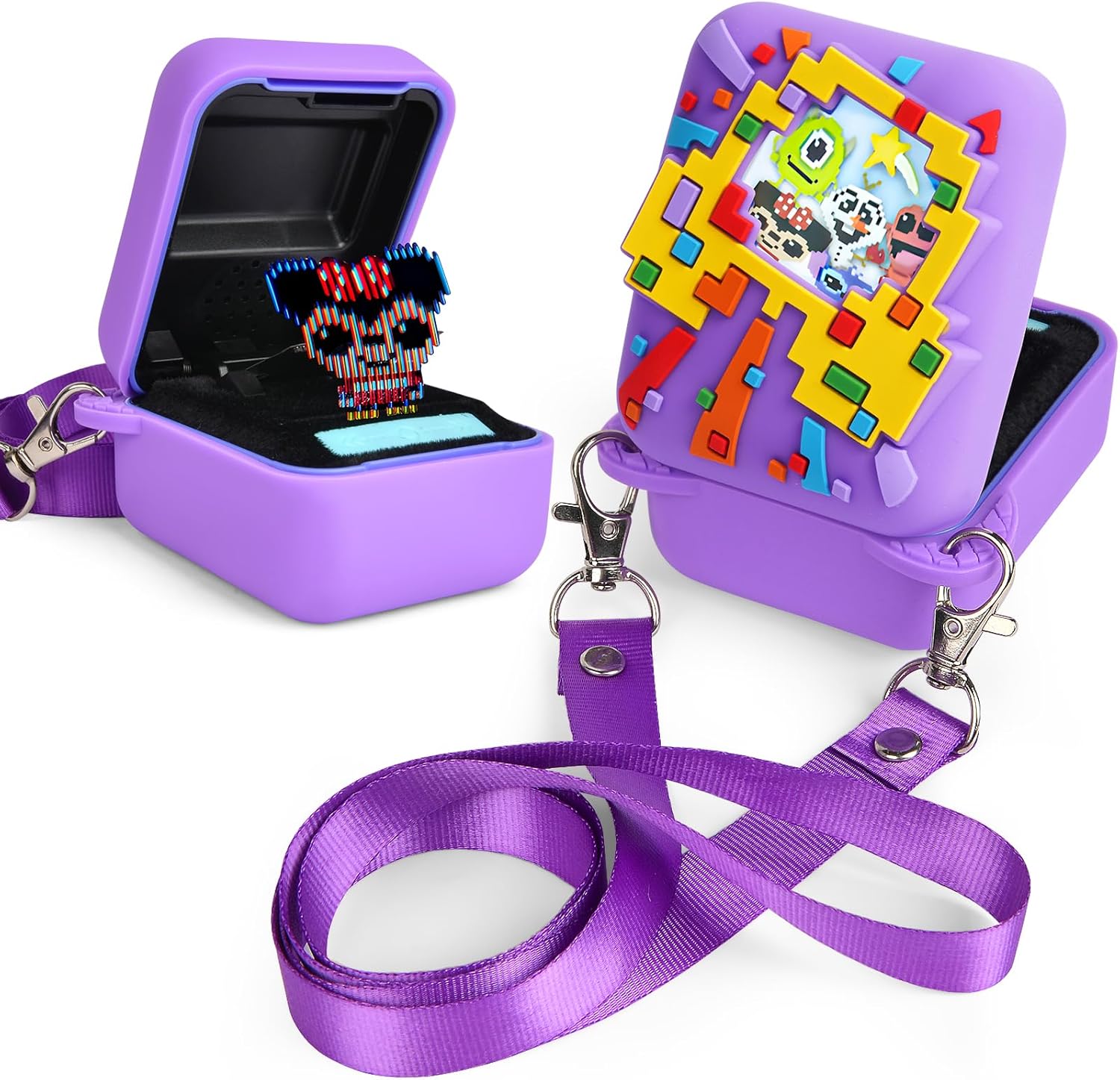 OSDUE Silicone Case for Bitzee Disney Interactive Toy, Bitzee Carrying Case for Bitzee Digital Pet and Case, Anti-fall Shockproof Portable Carrying Mini Case-Anime-Purple