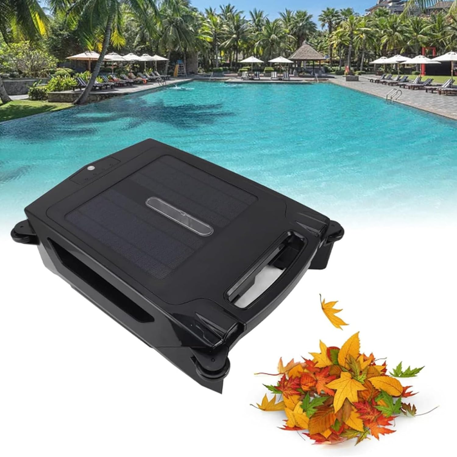 Pool Cleaning Robots with Dual Charging Mode, Cordless Auto-Cleaning, Intelligent Steering Function, Easy to Clean Skimmer Basket 2500mAh Solar Powered Cordless Robotic Pool Cleaner