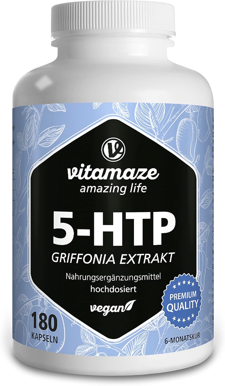 5HTP 667mg Griffonia Simplicifolia Seed Extract - 6 Months Supply -180 Vegan Capsules for Sleep and Relax Support - Natural High Strength Supplement Without Additives, German Quality