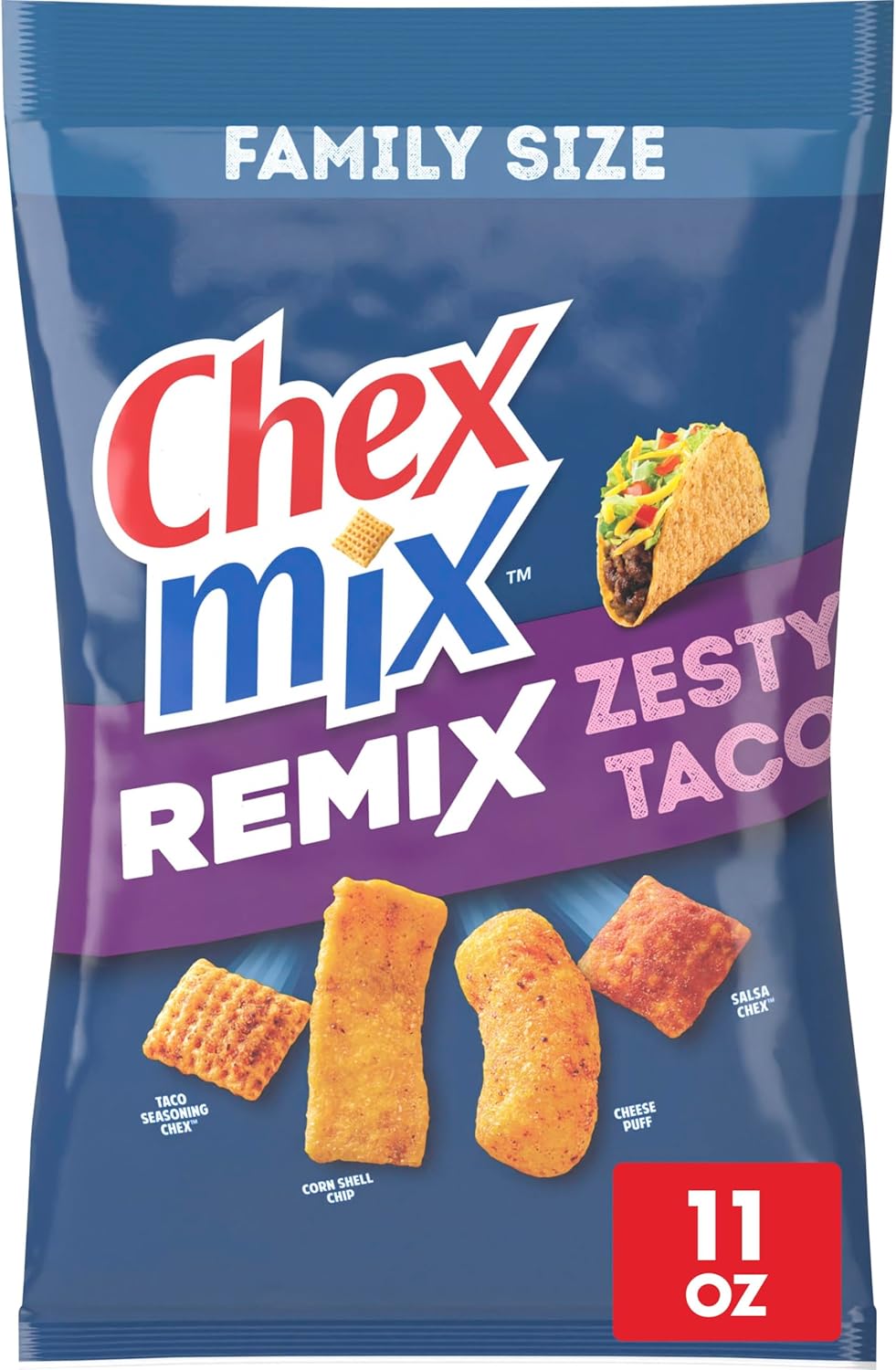 Chex Mix Snack Mix, Remix Zesty Taco, Savoury Snack Bag, 11oz