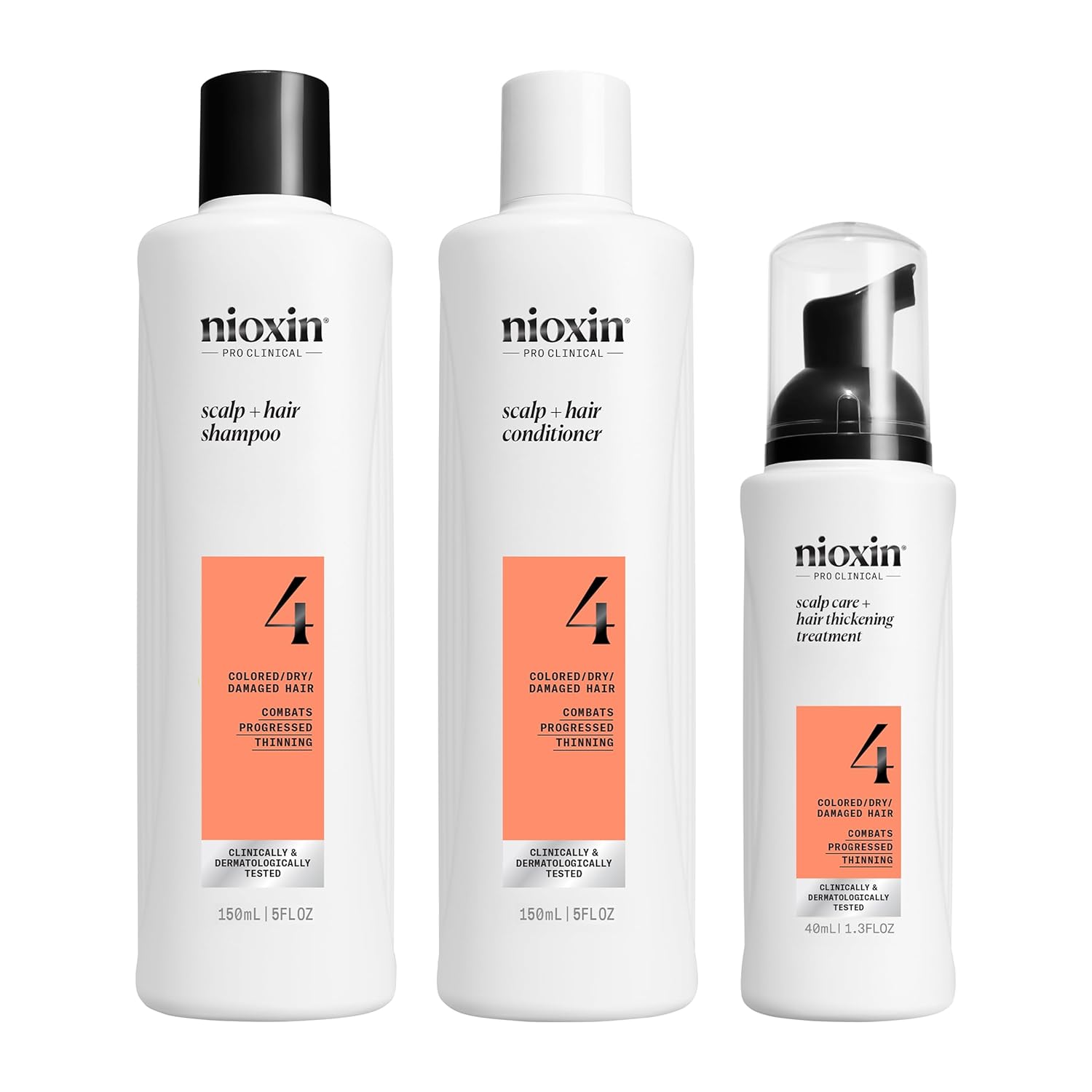 Nioxin Scalp + Hair Thickening System Kits | For Natural, Colored, & Damaged Hair with Light to Progressed Thinning | Strengthen & Boost Hair Density with Niacinamide & Biotin | 1 Month Supply