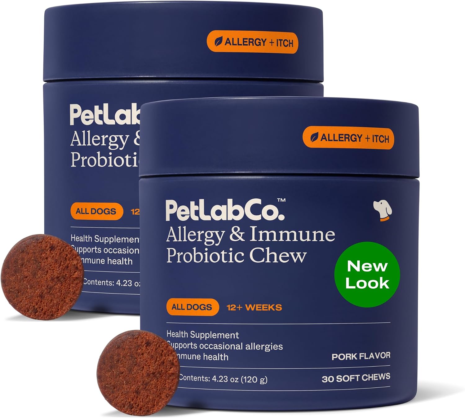 PetLab Co. Allergy & Immune Probiotic Chews, 2-Pack, Pork | Omega-3s, colostrum and prebiotics to support yeast balance, skin health and immune function