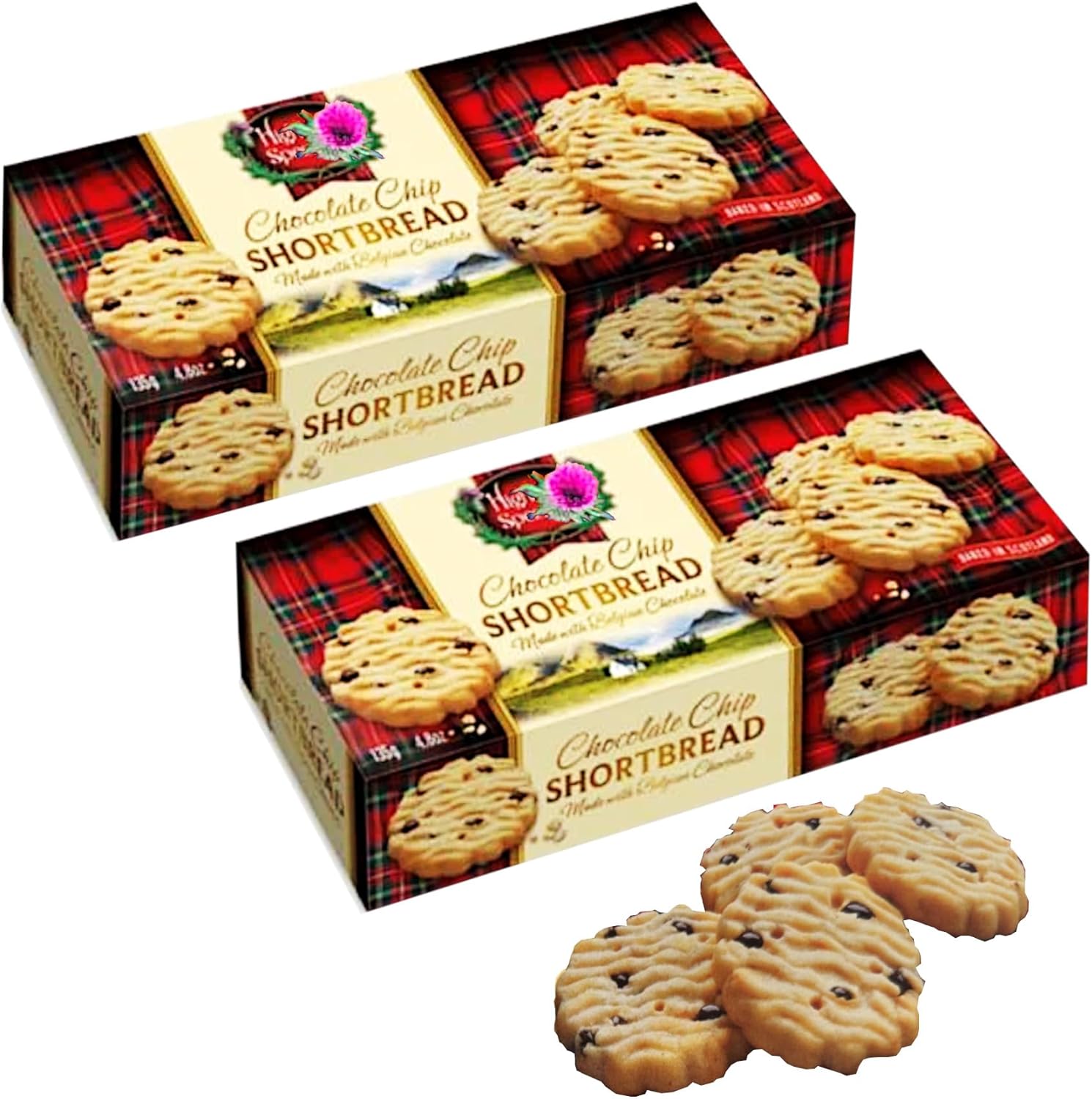 Chocolate Chip Cookies - Shortbread Biscuits – 2 Pack Bundle - with (2 x 135g) Scottish Cookies Irresistibly Buttery & Crumbly with Rich Chocolate Chips - Ideal Biscuits Gift Set