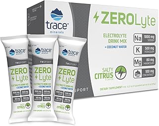 Trace Minerals ZeroLyte - Sodium & Electrolyte Replenishment - Energy & Hydration Support Drink Powder - Nerve & Muscle Function Support - Salty Citrus, 30 Packets (30 Servings)