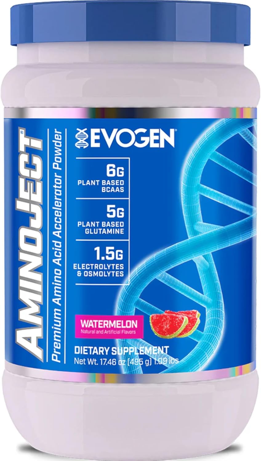 Evogen AminoJect - Premium BCAA Powder & EAA Recovery Formula with Electrolytes | Amino Acids Supplement for Muscle Growth, Hydration, & Recovery | Watermelon | 30 Servings