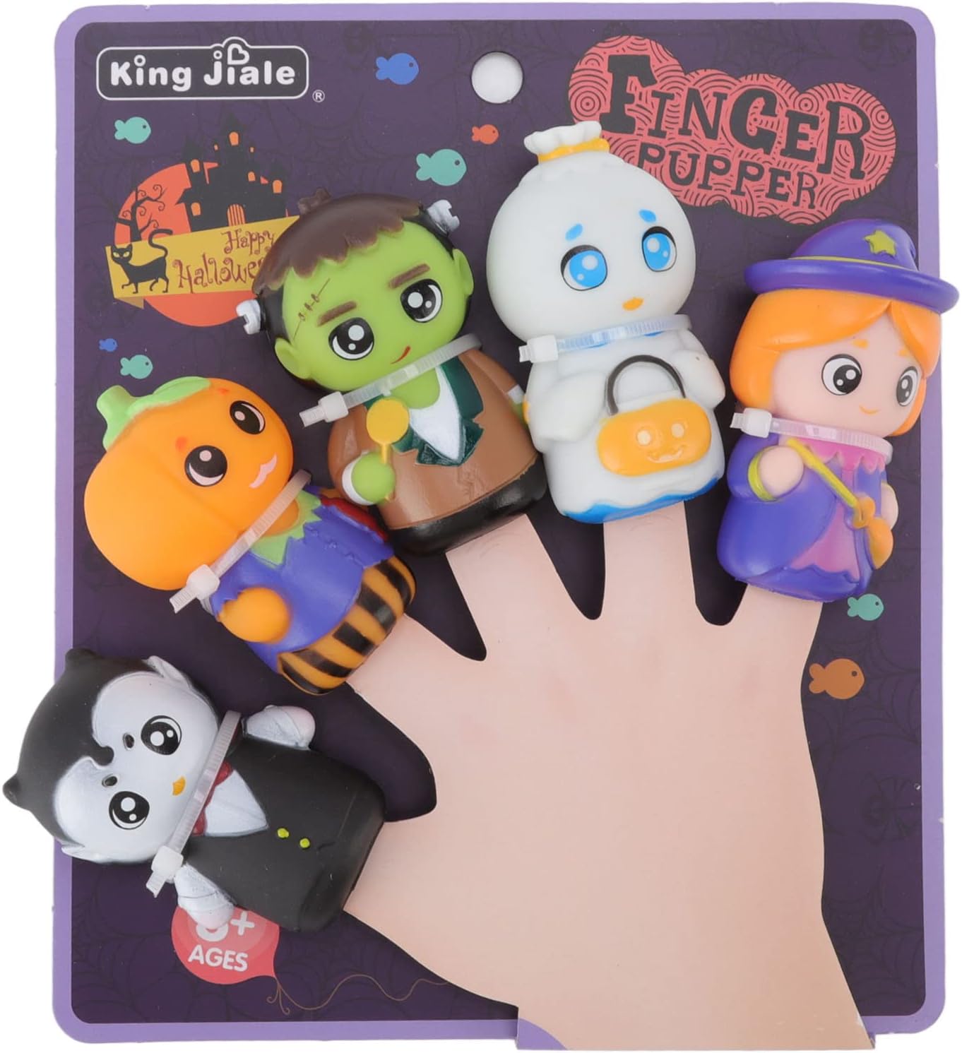 SASKATE Halloween 5pcs Finger Puppets for Kids, Children Halloween Finger Puppets Set, Cartoon Cute Fingers Puppets, for Party School