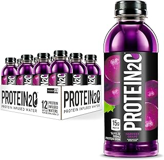 Protein2o 15g Whey Protein Isolate Infused Water, Ready To Drink, Sugar Free, Gluten Free, Lactose Free, Harvest Grape, 16.9 oz Bottle (Pack of 12)