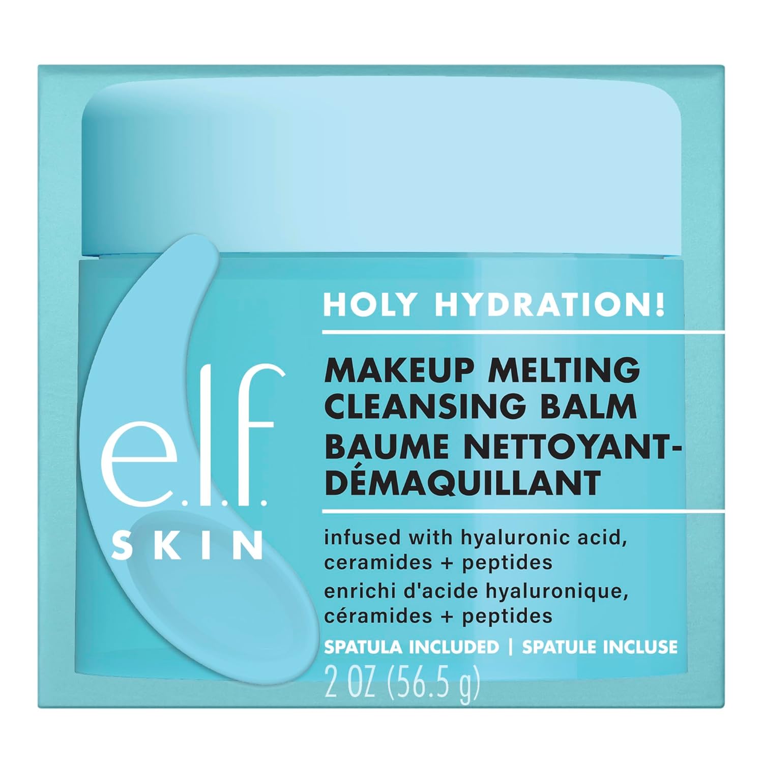 e.l.f. Holy Hydration! Makeup Melting Cleansing Balm, Face Cleanser & Makeup Remover, Infused with Hyaluronic Acid to Hydrate Skin, 2 Oz