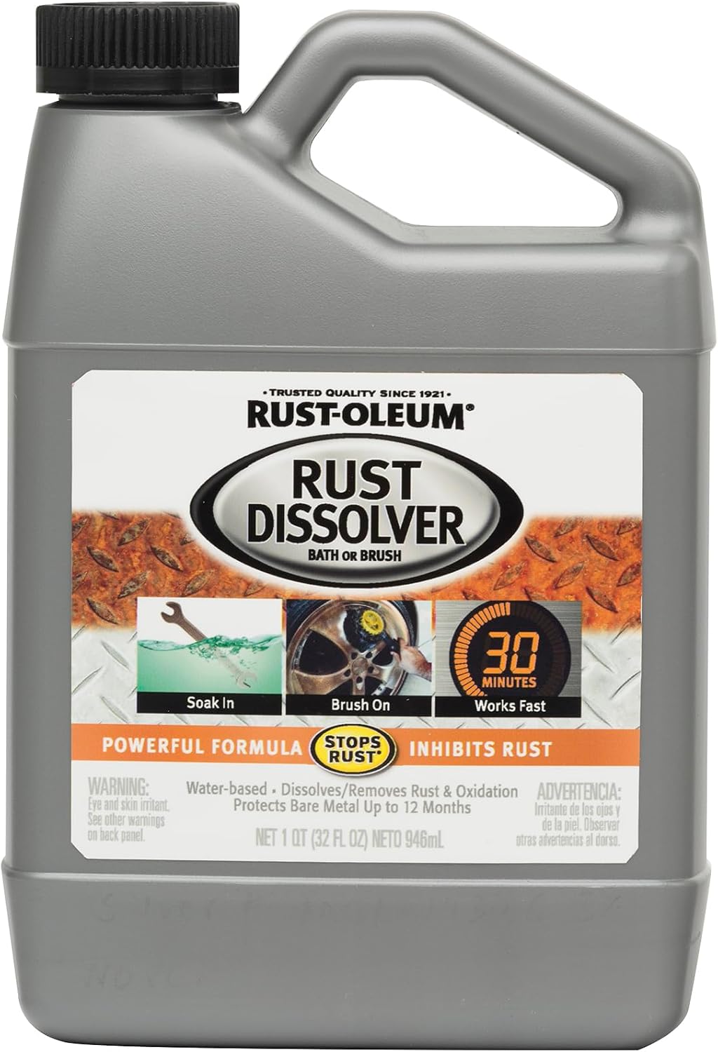 Rust-Oleum Rust Dissolver Soak & Bath | Heavy-Duty Corrosion Remover for Metal Tools, Cars, Bikes, Grills, Bolts, Firearms & More | Quart
