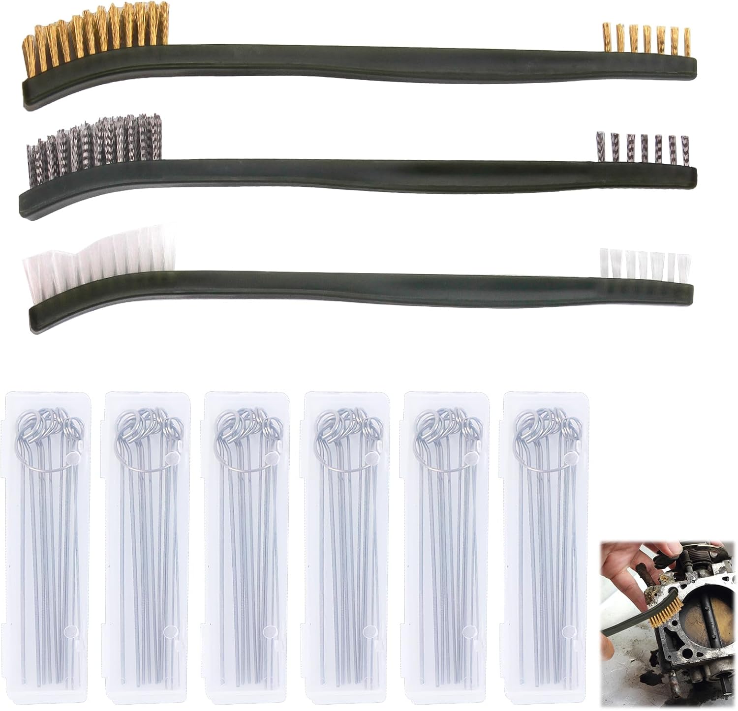 Throttle Body Cleaner Brush Kit, Motorcycle Carburetor Jet Cleaning Set, Torch Tip Carb Jet Dirt Cleaner for Chainsaw Orifices Welding Motorcycle ATV Stove Gas Nozzles