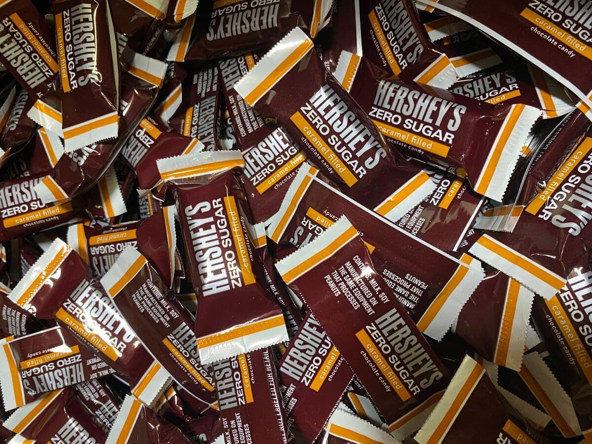 Zero Sugar Milk Chocolate Caramel Filed - Miniature Bars - Individually Wrapped Chocolate (2 LB)