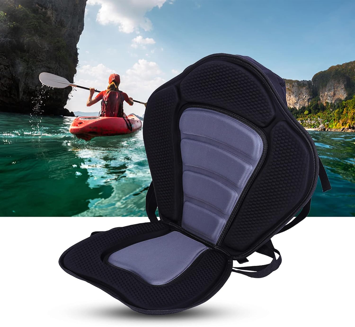 Kayaking Seat, Comfortable Padded Kayak Seat+Detachable Canoe Backrest Sit Bag