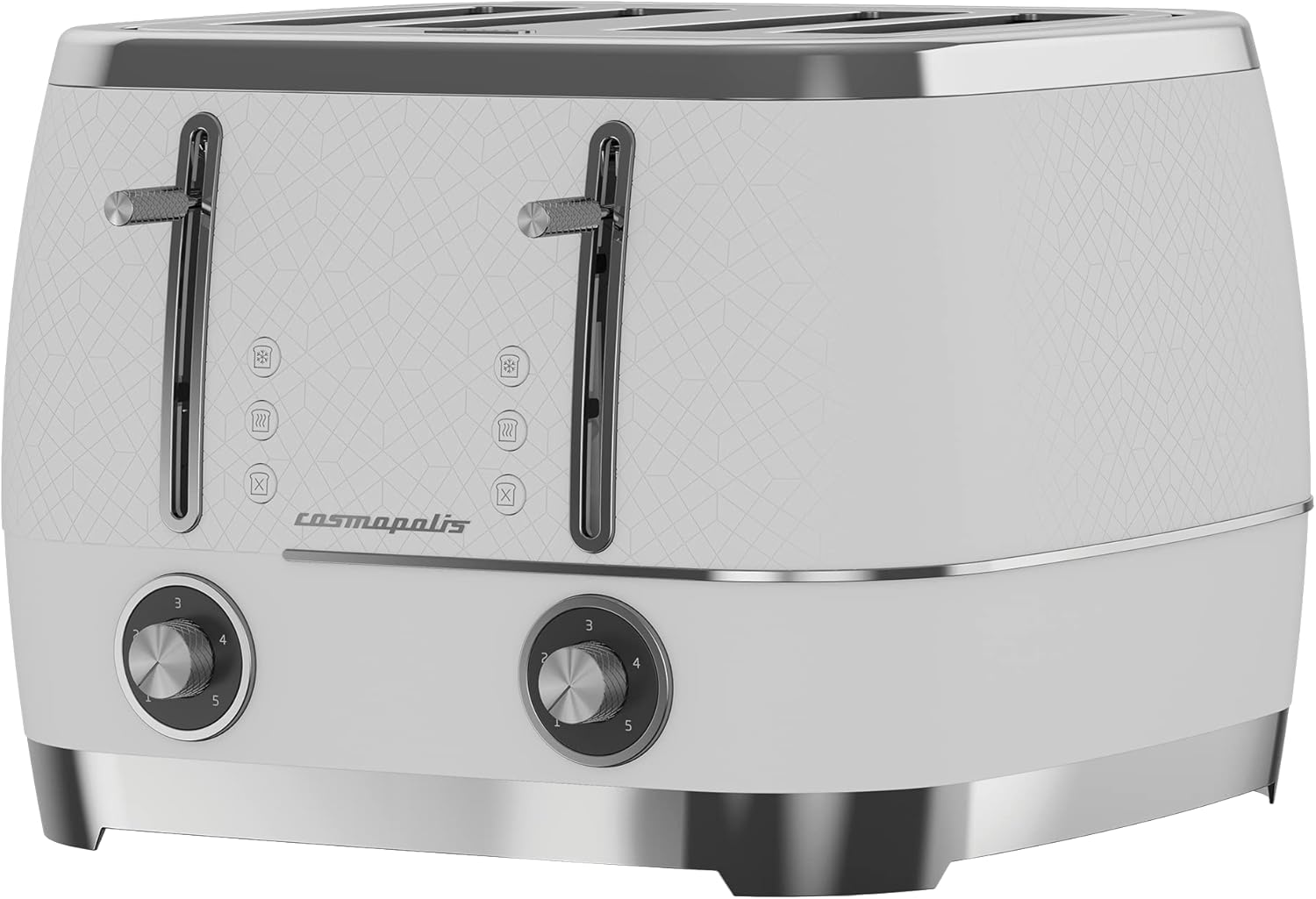 BEKO Cosmopolis Toaster TAM8402CR, Retro cream Chrome Teal Design, Extra Wide Slot 4-Slice Toaster, Includes Defrost, Reheat And Cancel Functions