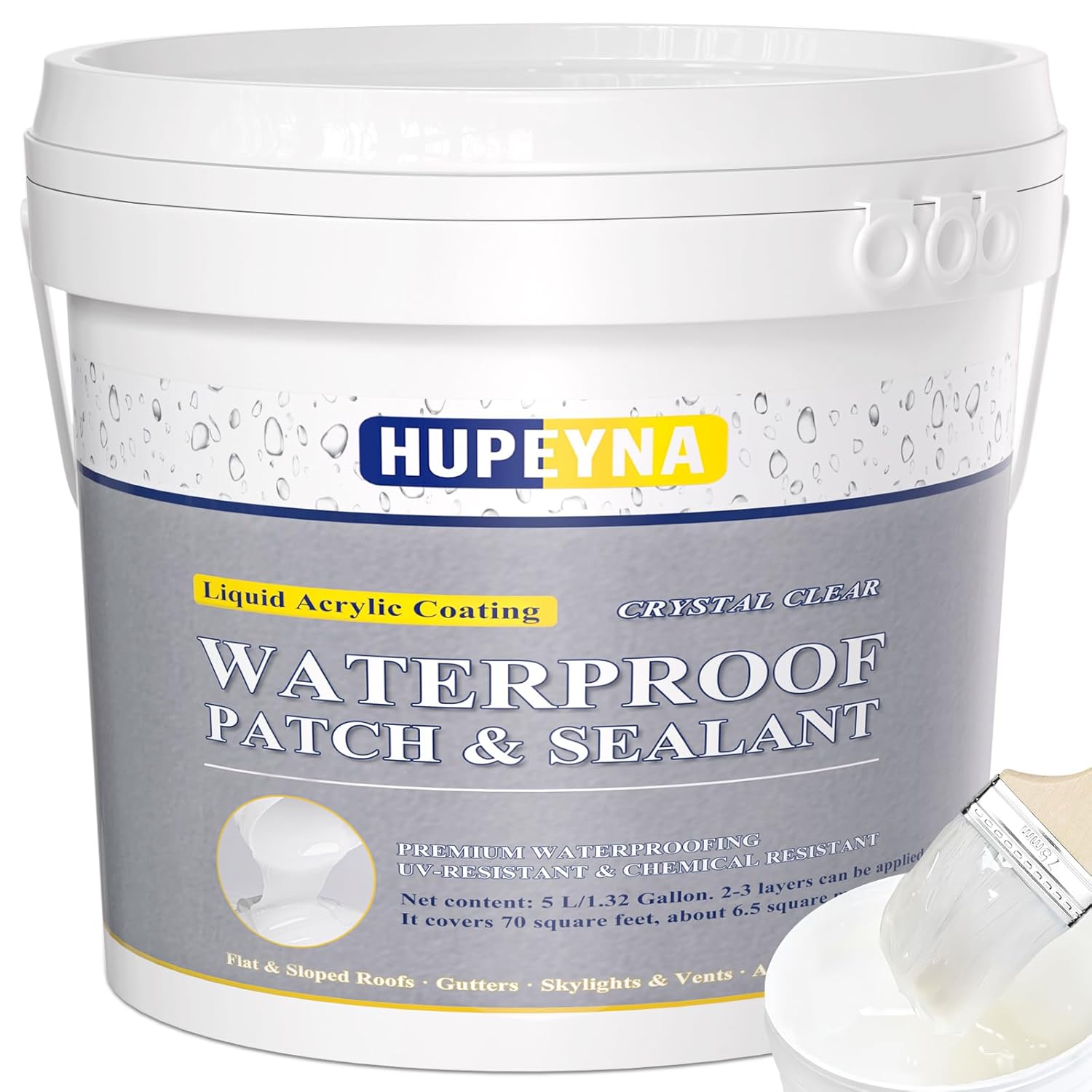 Invisible Waterproof Agent, 1.32 Gal Hupeyna Waterproof Sealant, Waterproofing Glue, Anti-Leakage Repairing Transparent Water Proof Coating Agent, Indoor and Outdoor Coating Liquid Rubber Sealant