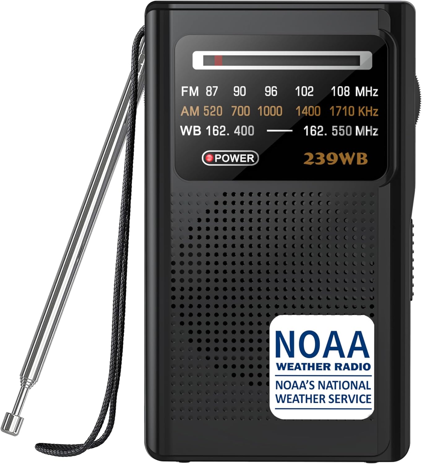 Greadio NOAA Weather Radio, Stereo Earphone Jack,AM/FM Battery Operated Transistor Portable Radio with Best Reception,Powered by 2 AA Battery for Emergency,Hurricane,Running, Walking,Home(Black)