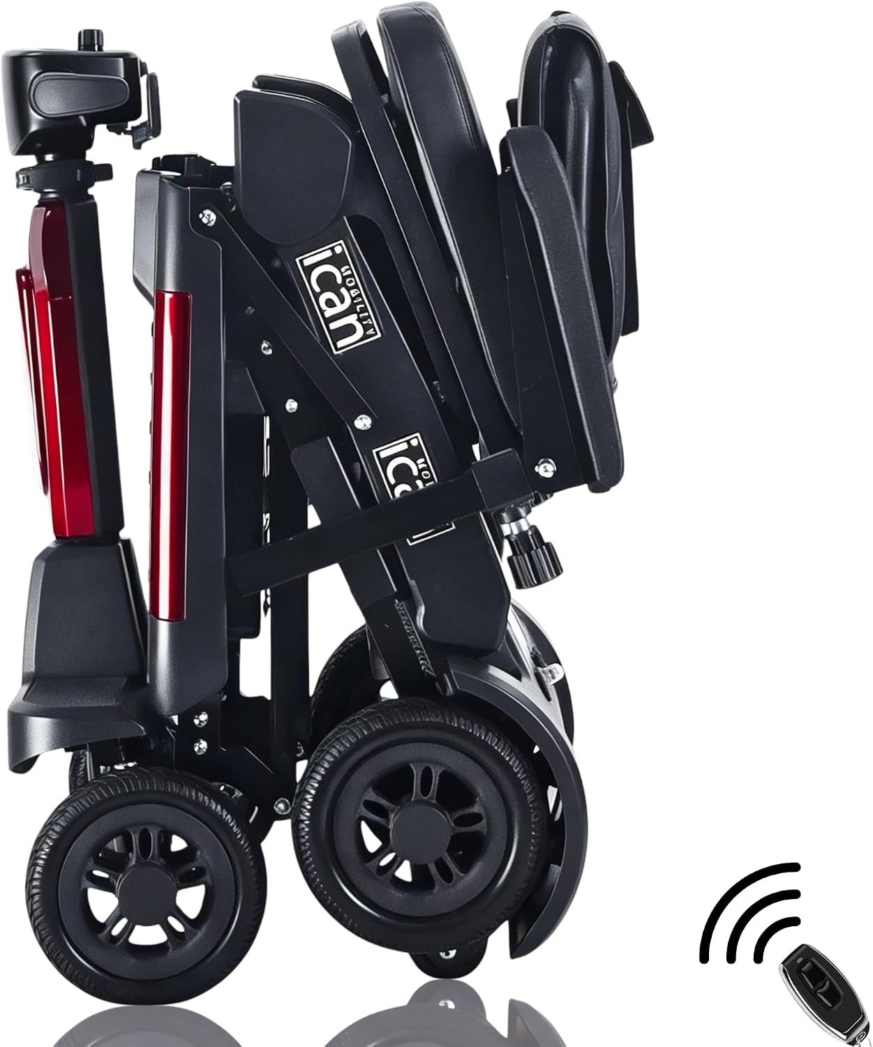 iCan Products EasyFold X-12 2026 Automatic Folding Mobility Scooter – Lightweight 22Kg and Battery, Automatic Fold, Long Range, LED Display – Portable Mobility Scooter, Class 2, UK Regulated (Red)