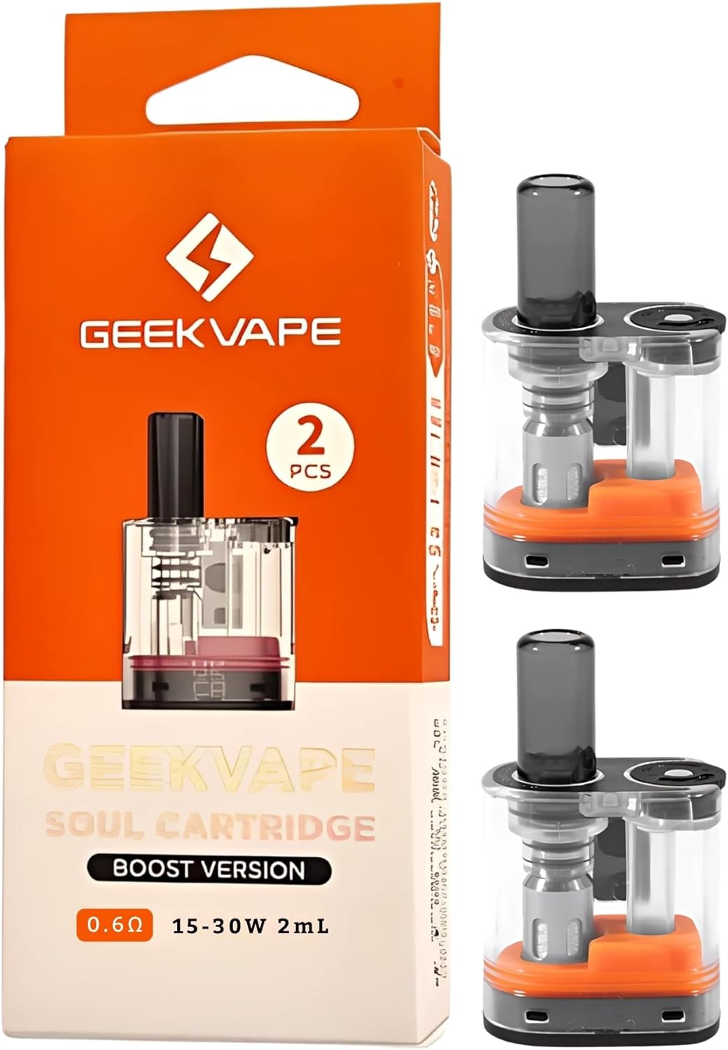 GEEKVAPE Soul Boost V2 Pod [0.6 ohm | 15w - 30w] 2 Pack - WORKS WITH: Soul and Soul 2 Pod Kits - Side-Fill, RDTL Vaping, Adjustable Airflow - Nicotine Free