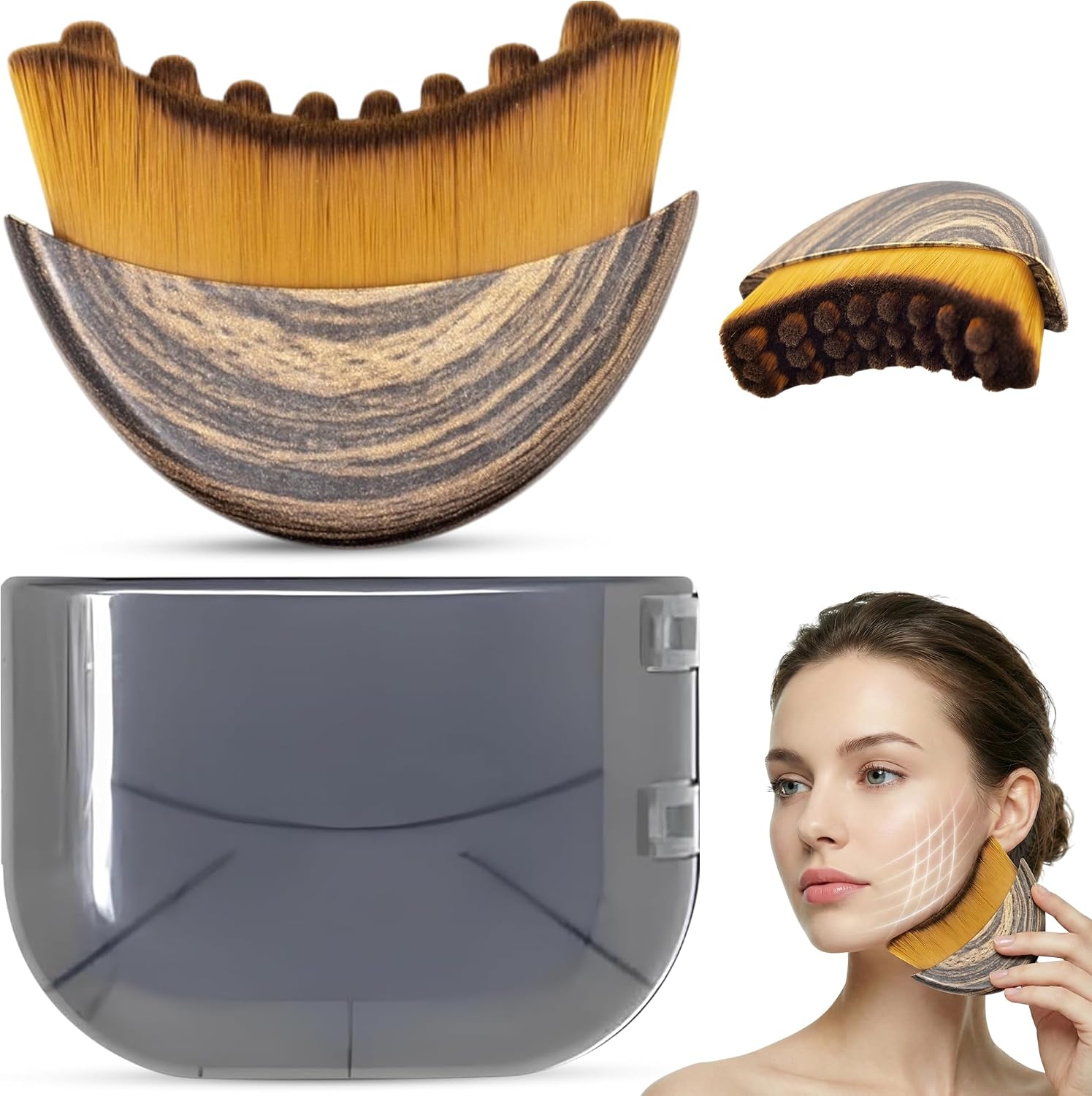 Lymphatic Contour Face Brush, Dry Brush for Lymphatic Drainage, Jawline & Neck Sculpting, Gua Sha Massager, Double Chin Reducer, Anti-Puffiness, Face Lifting & Skin Glow