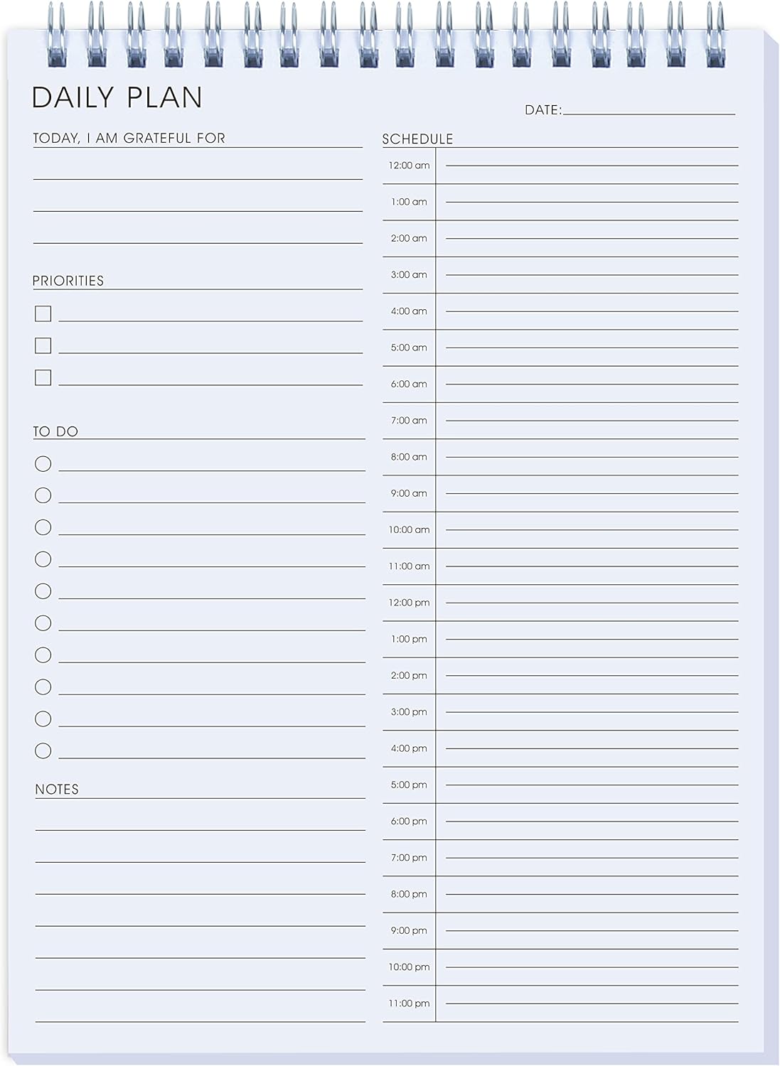 24 Hour Daily Planner - Daily To Do List for Work & Personal Life, Productivity Planner, Everyday Planner, Daily Schedule, 6.5 x 9.8
