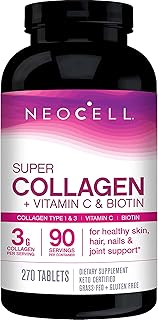 NeoCell Super Collagen With Vitamin C and Biotin, Skin, Hair and Nails Supplement, Includes Antioxidants, Tablet, 270 Count, 1 Bottle
