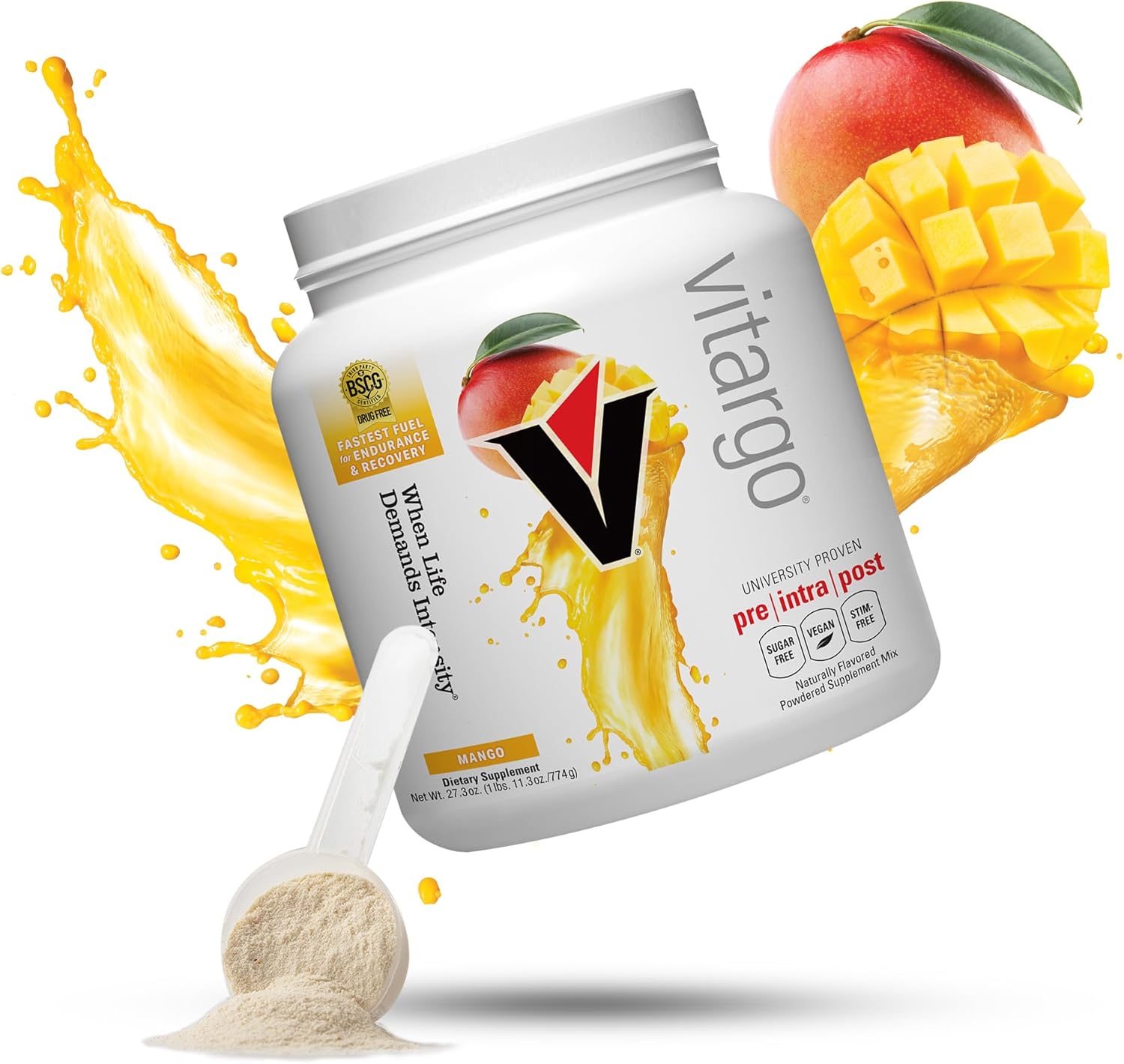 Vitargo Carbohydrate Powder | Feed Muscle Glycogen 2X Faster | 1 LB Mango Pre Workout & Post Workout Recovery Powder| Carb Supplement for Recovery, Endurance, Gain Muscle Mass