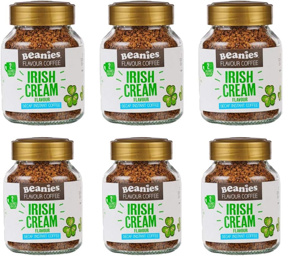 Beanies Decaf Irish Cream Instant Coffee Jar 50g 6 Pack
