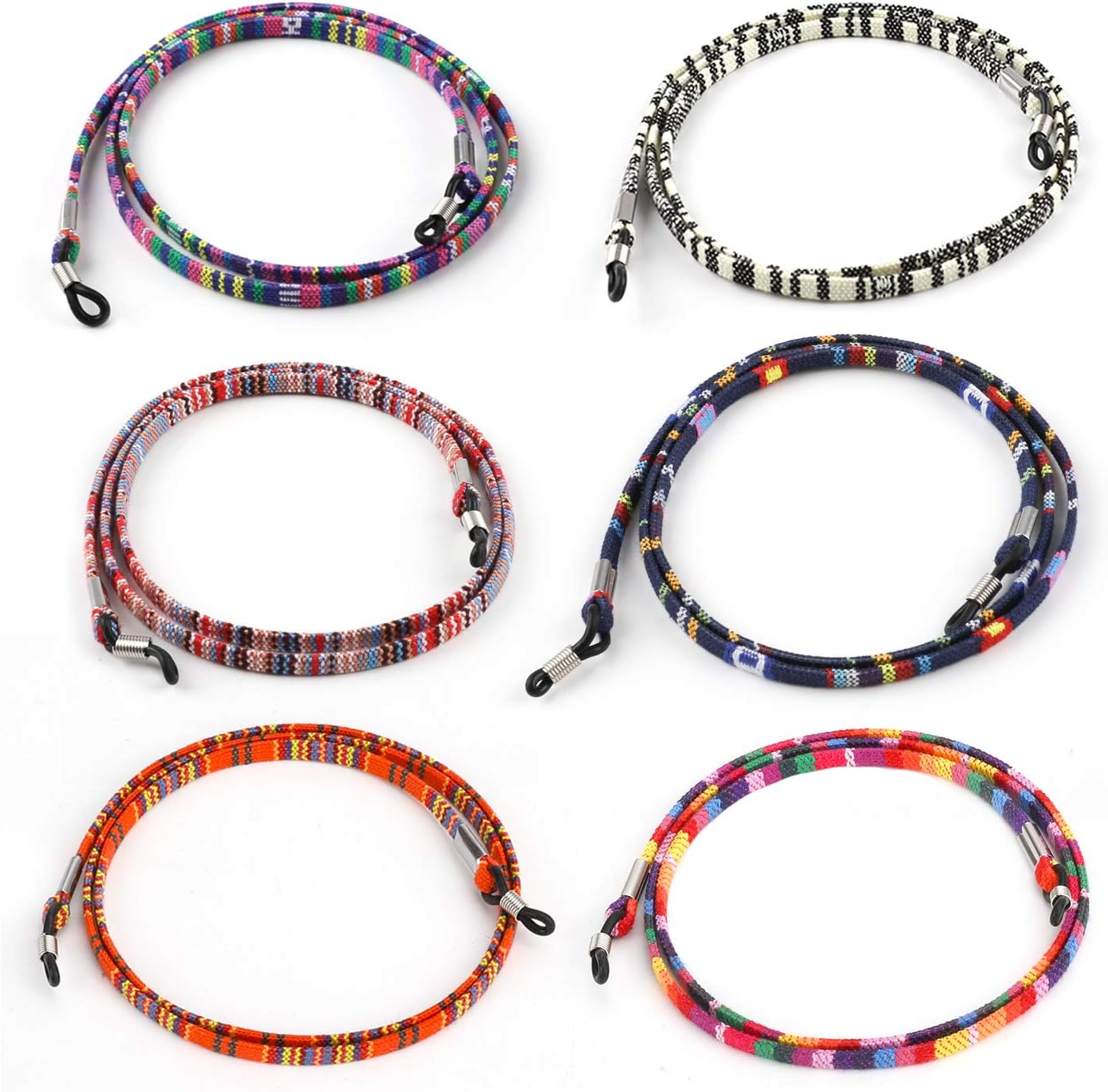 Hifot 6pcs Glasses Strap Rope Sunglasses Retainer Chains Reading Glasses for Women Men Boys