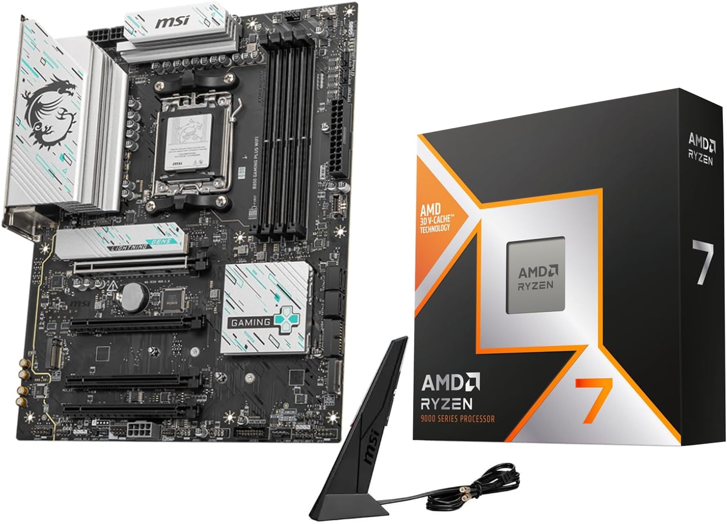 Micro Center AMD 9800X3D Processor with MSI B850 Gaming Plus WF Motherboard