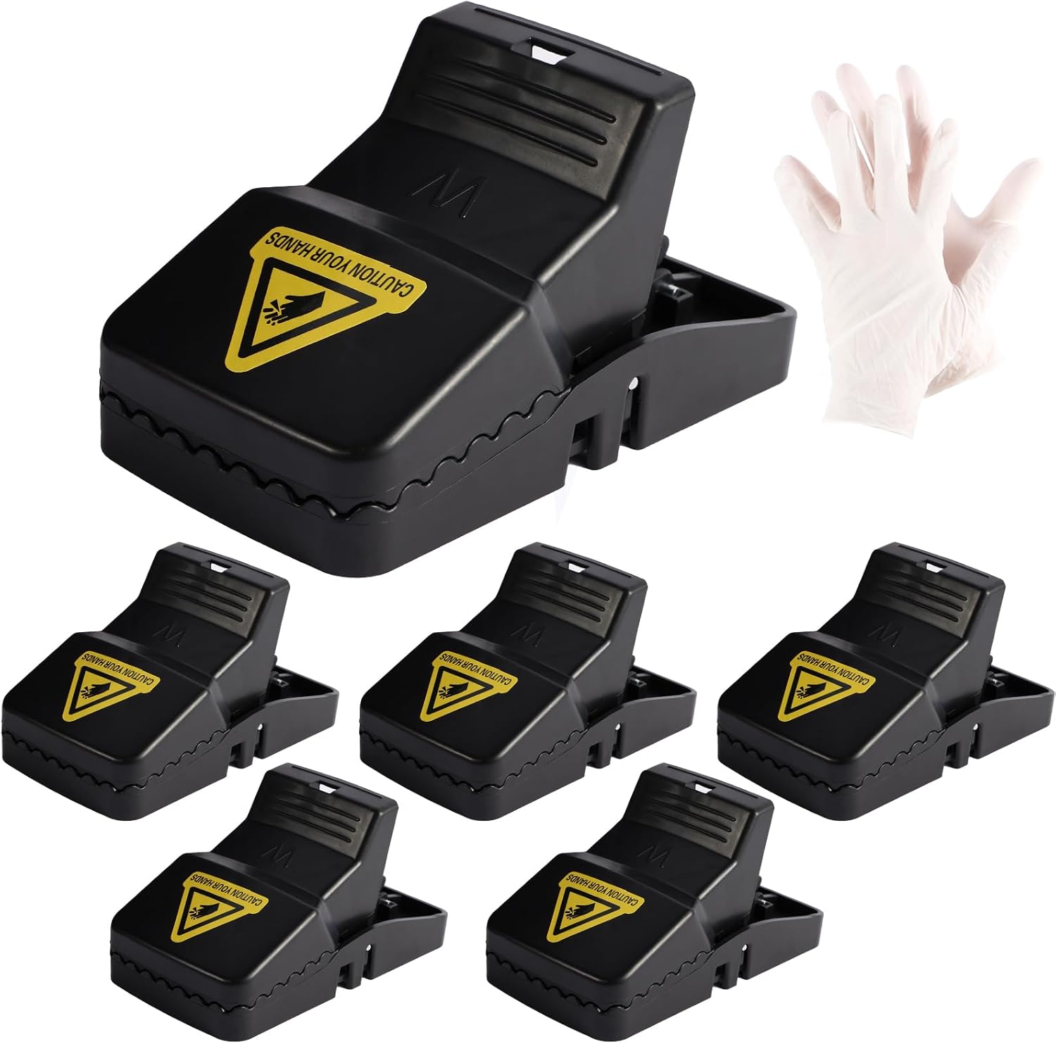 Rat Traps - 6 x Large Heavy Duty Humane Rat Traps That Kill Instantly Reusable Rodent Control Mouse Traps with 1 Pair of Gloves