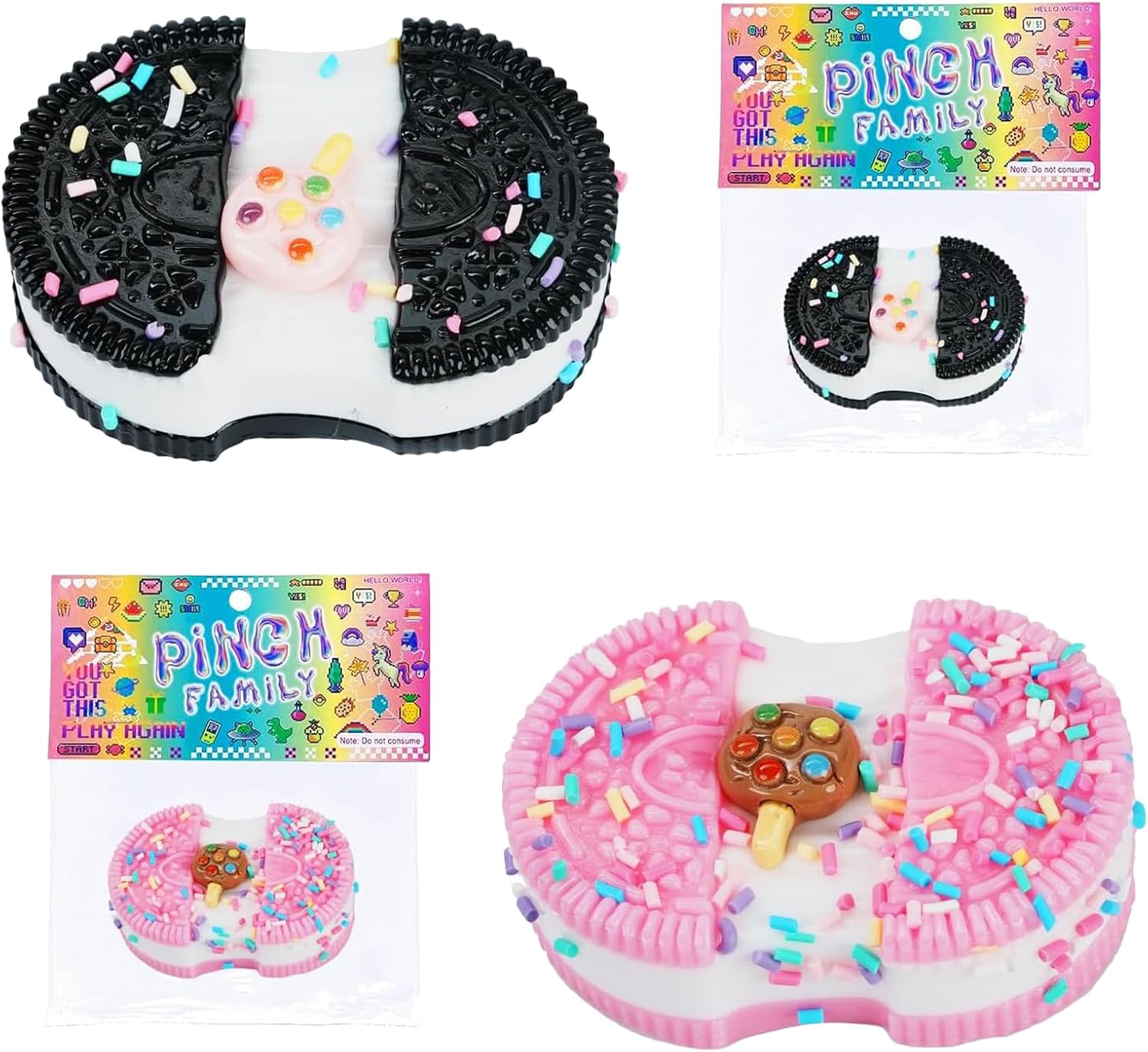 2Pcs Taba Squishy Set, Taba Squishy Pack, Oreo Squishy Novelty Squeeze Toys Sticky Sensory Toys for Kids