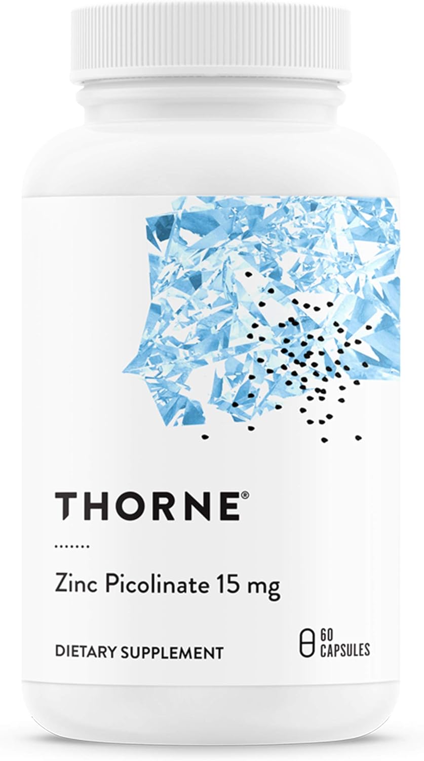 THORNE - Zinc Picolinate 15mg - Highly Absorbable Zinc Supplement - Supports Wellness, Immune System, Eye, Skin, and Reproductive Health* - Gluten-Free, Soy-Free, Dairy-Free - 60 Capsules