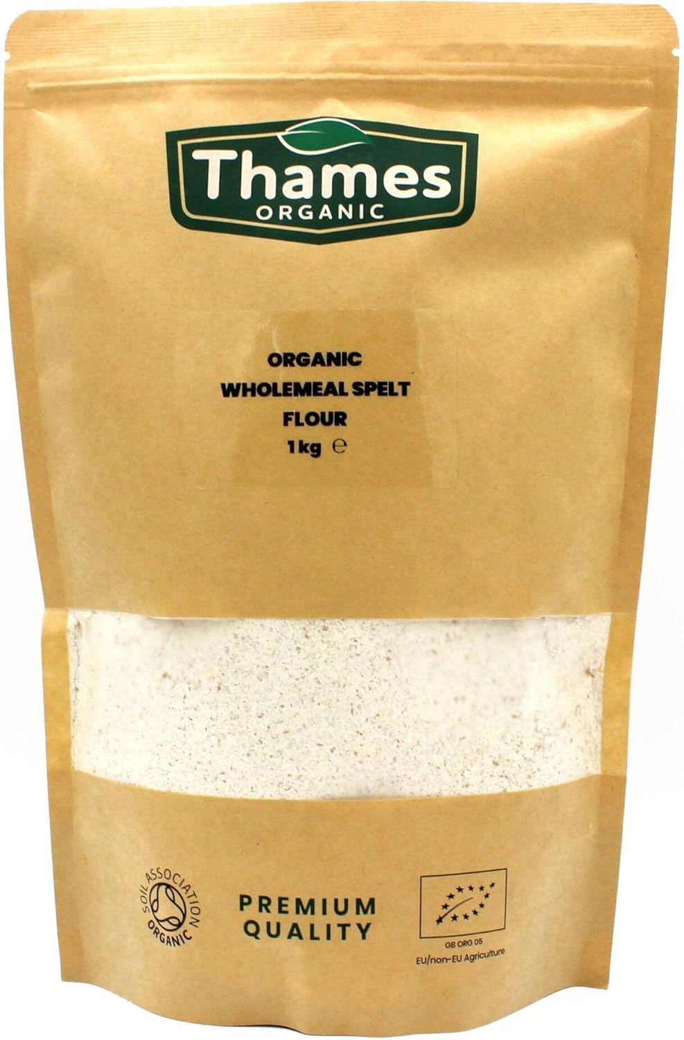 Organic Wholemeal Spelt Flour - of 100% Pure & Natural Flour - No Additives, No Preservatives - Vegan, Non-GMO, Certified Organic - Great for Baking, Cooking, and Sensitive Diets - Thames Organic 1kg