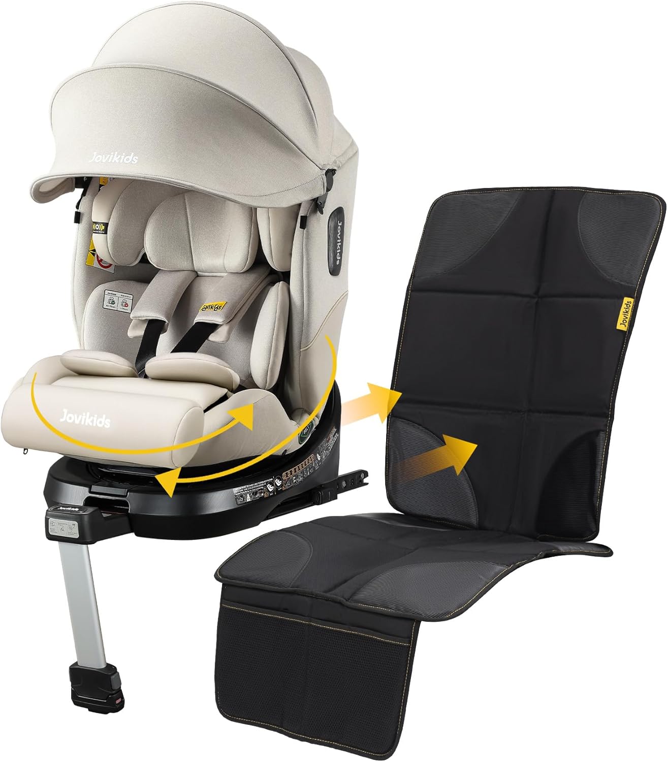 Jovikids Ranger i-Size 360 Rotating Car Seat, 40-150cm ERF All-in-One with ISOFIX, 360° Swivel, Adjustable Headrest/Recline, Side Protection for Infant to Toddler (White)