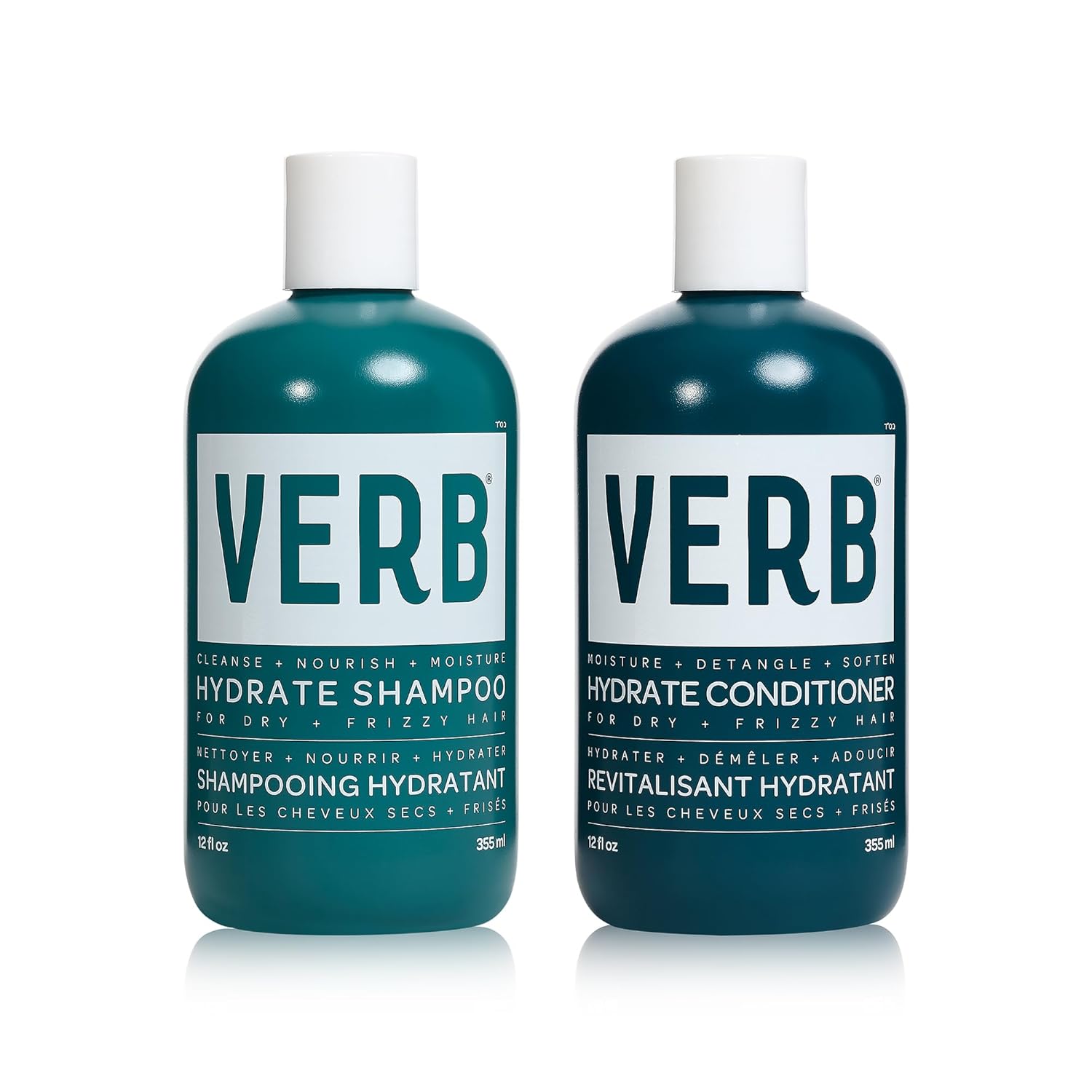 VERB Hydrate Shampoo + Conditioner Duo - Cleanses + Nourishes Dry + Frizzy Hair to Smooth + Reduce Frizz - Amber + Warm Jasmine Scent