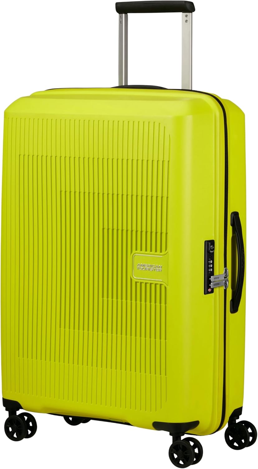 American Tourister Aerostep - Spinner M, Expandable Case, 67 cm, 66.5/72.5 L, Green (Light Lime)