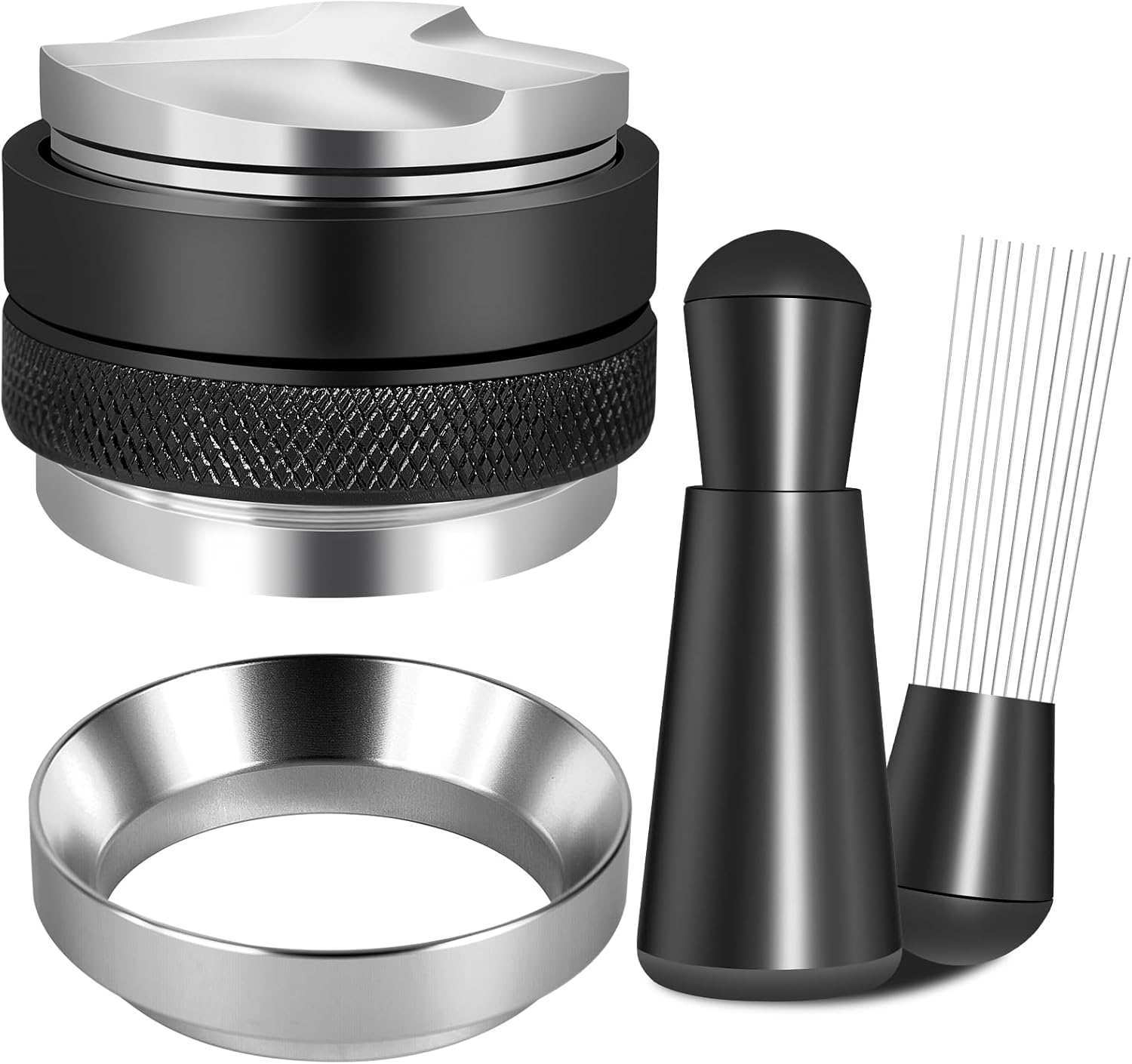 51mm Espresso Accessories Kit, Coffee Distributor and Tamper Leveler, WDT Tool and Dosing Funnel Set Fits Delonghi 51 mm Espresso Machines and Portafilters